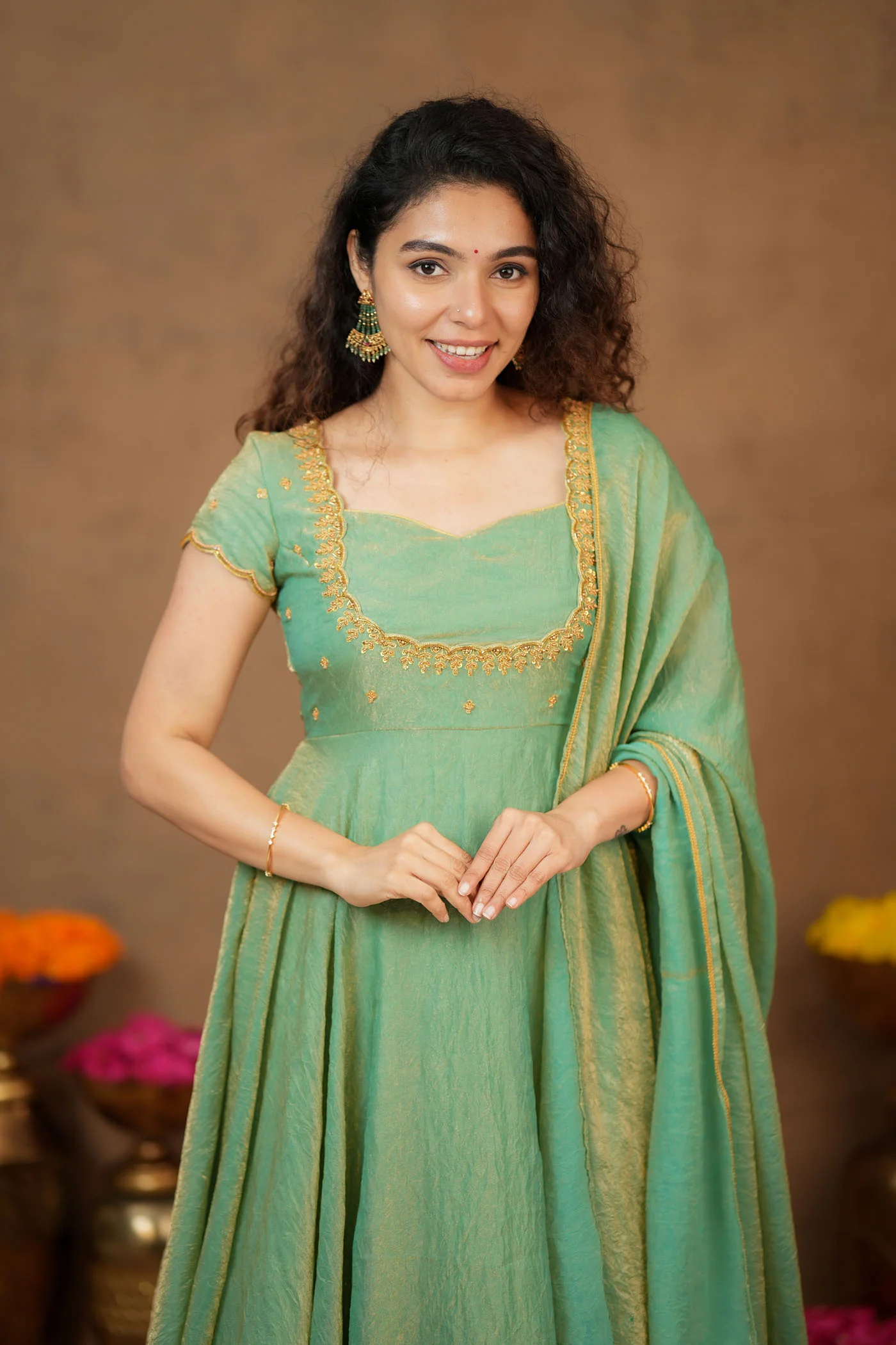 Niharika Aqua Green Maxi Dress (Set of 2) - Image 14