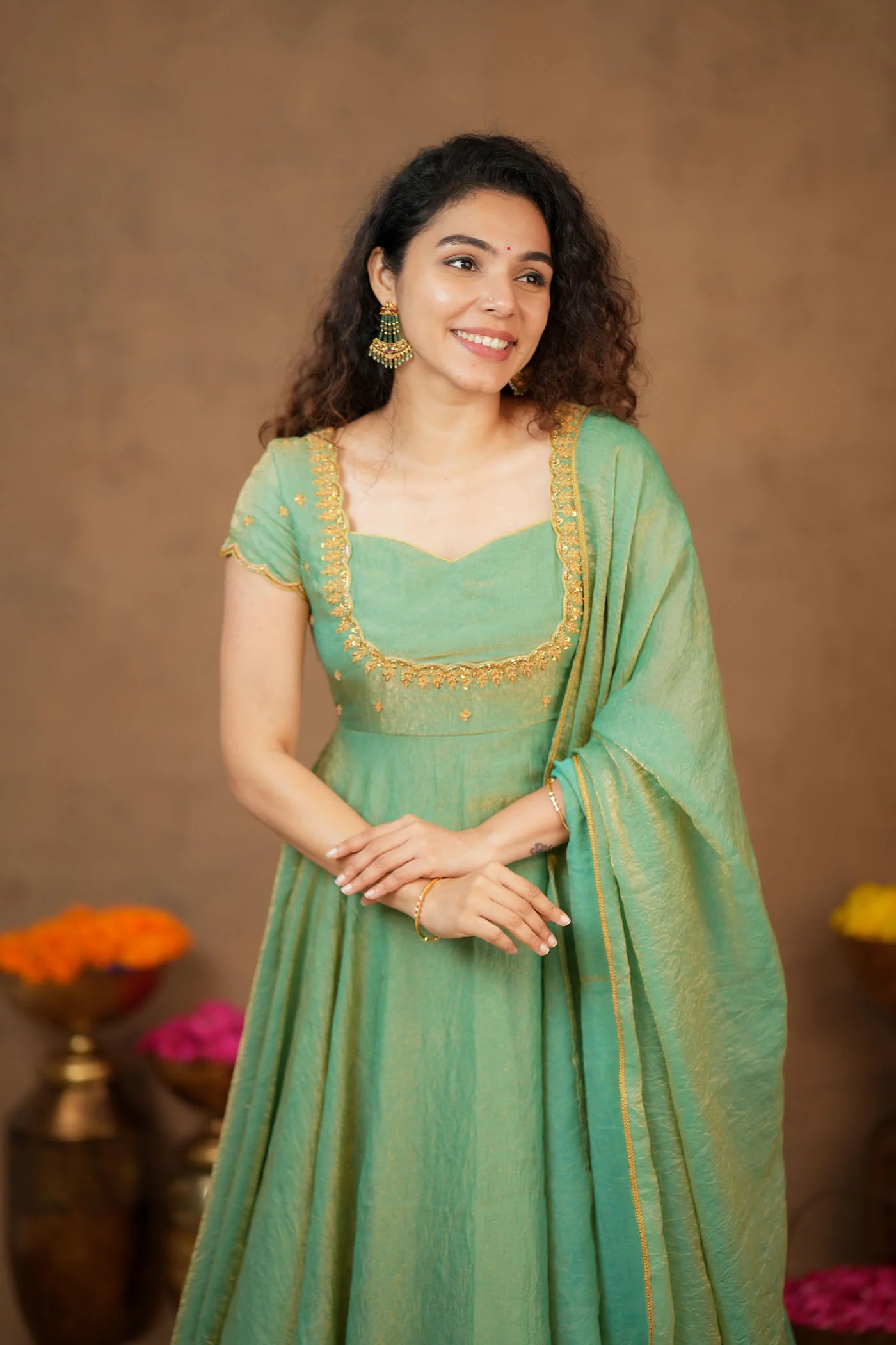 Niharika Aqua Green Maxi Dress (Set of 2) - Image 15