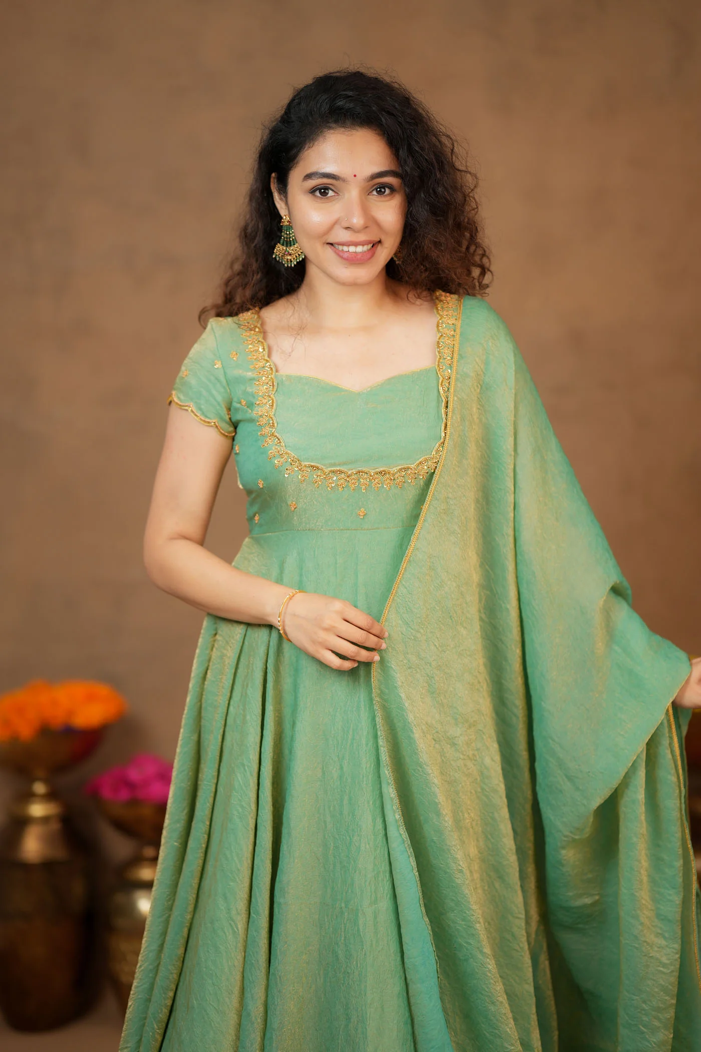 Niharika Aqua Green Maxi Dress (Set of 2) - Image 16