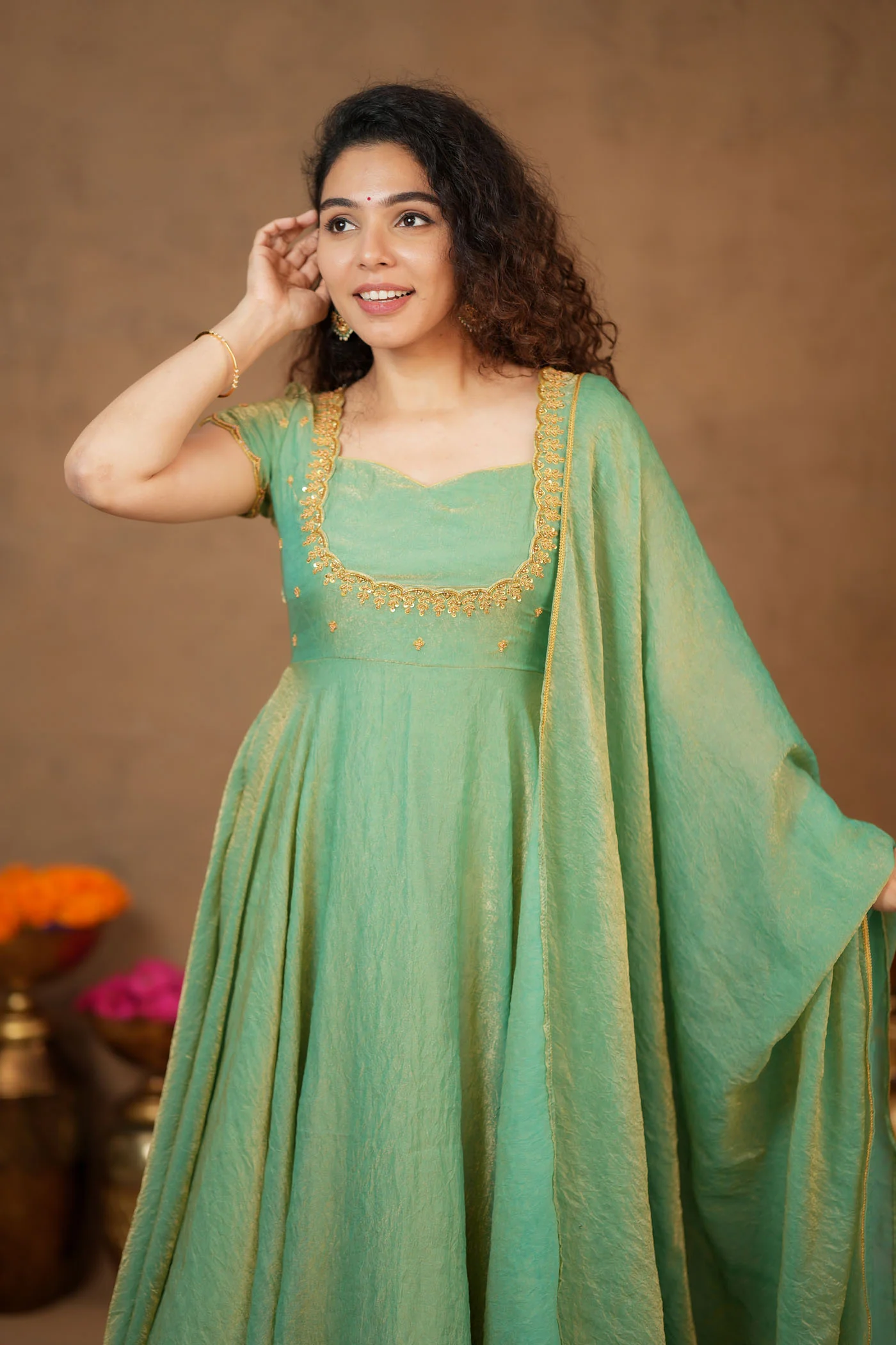 Niharika Aqua Green Maxi Dress (Set of 2) - Image 17