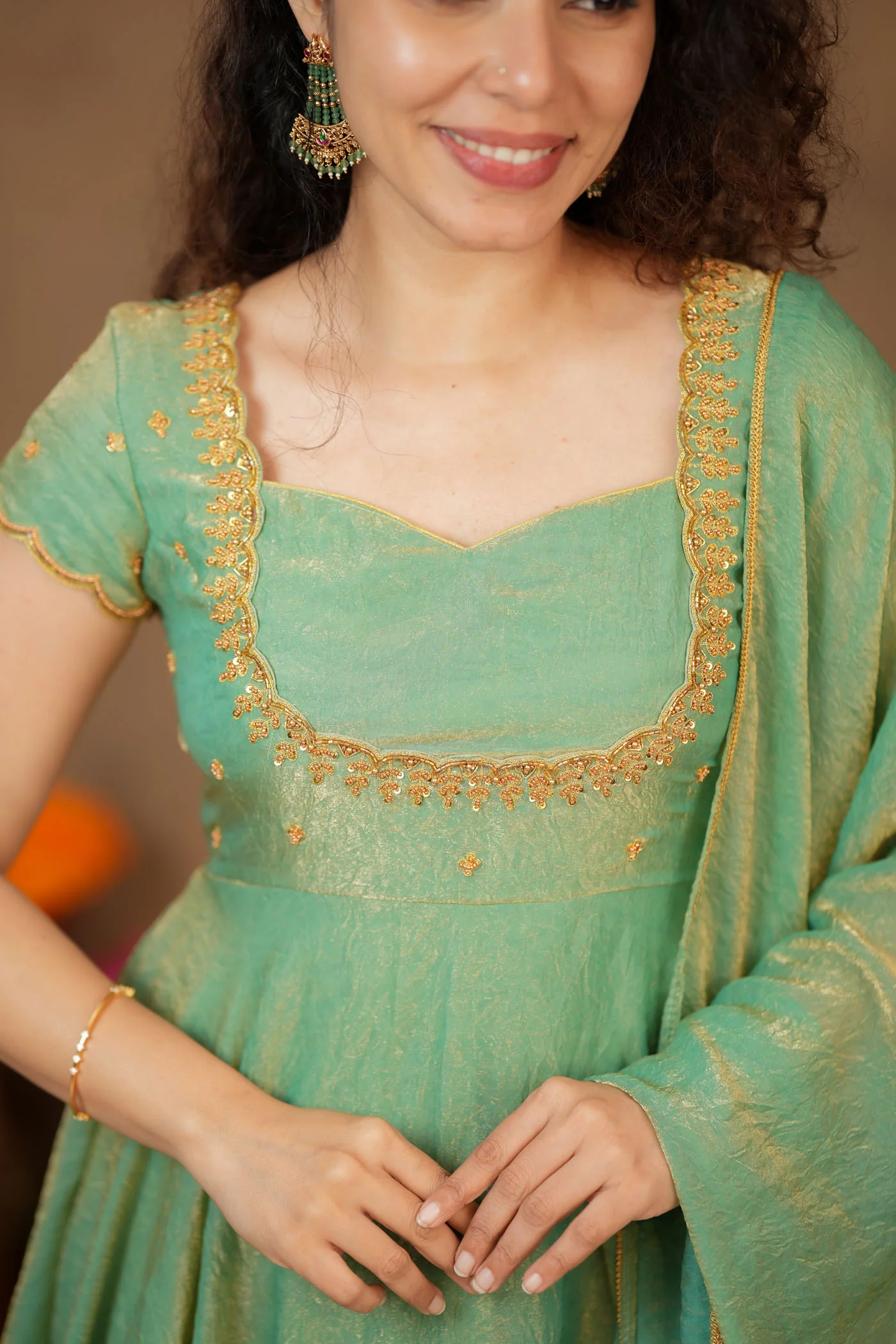 Niharika Aqua Green Maxi Dress (Set of 2) - Image 18