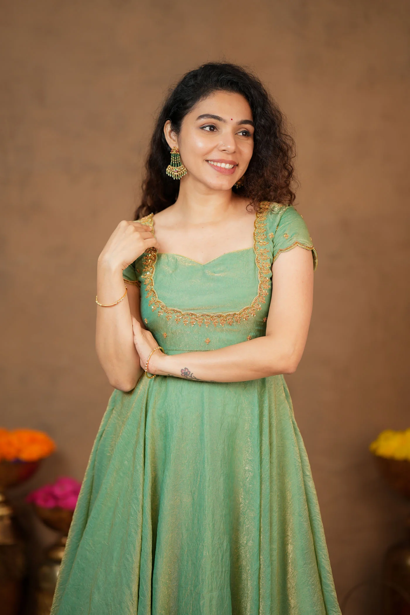 Niharika Aqua Green Maxi Dress (Set of 2) - Image 25