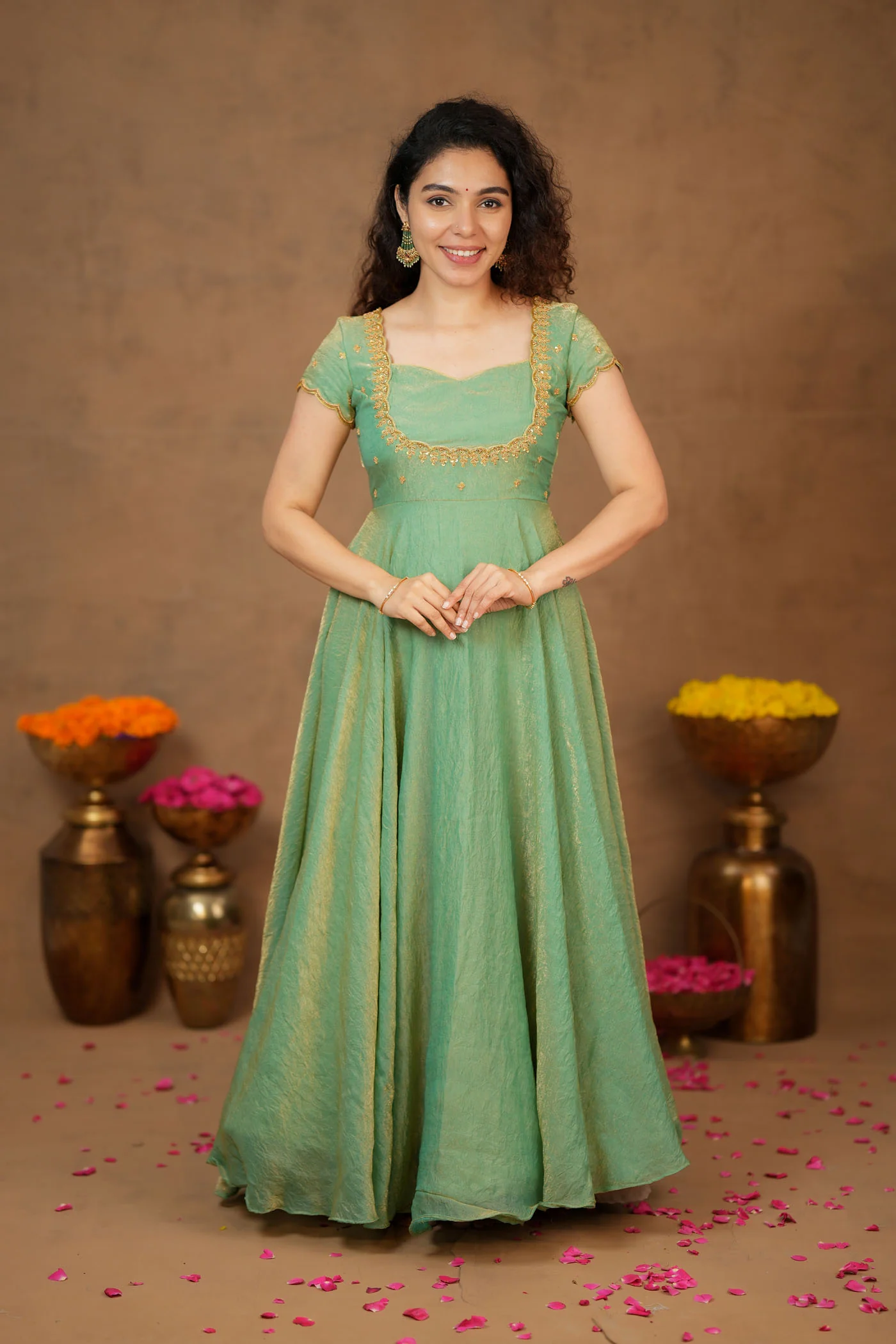Niharika Aqua Green Maxi Dress (Set of 2) - Image 26