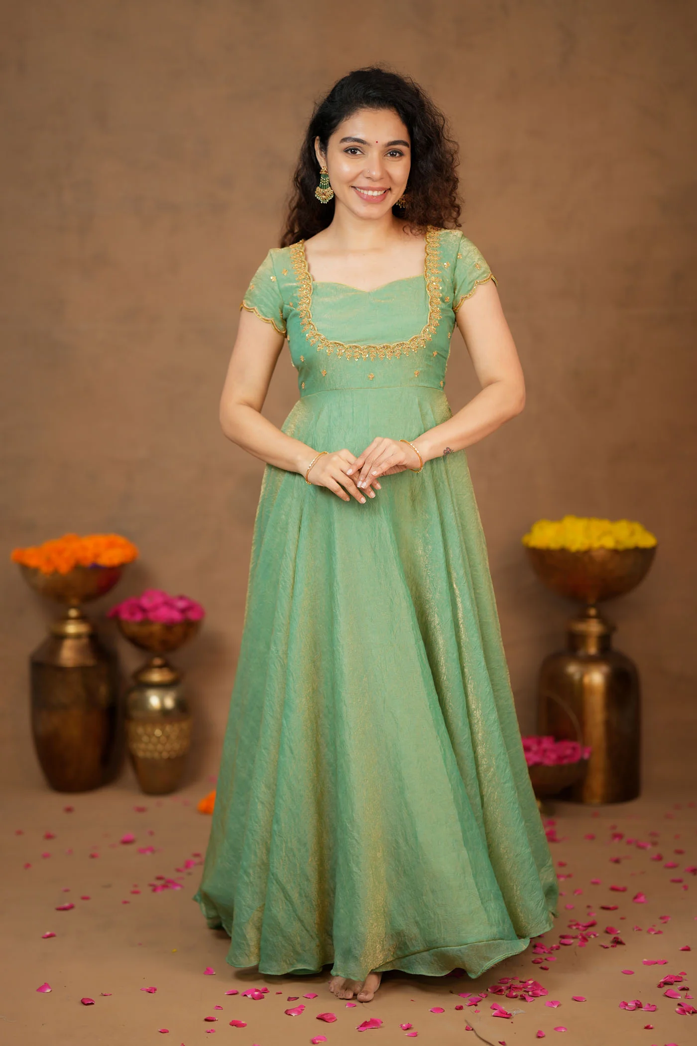Niharika Aqua Green Maxi Dress (Set of 2) - Image 27