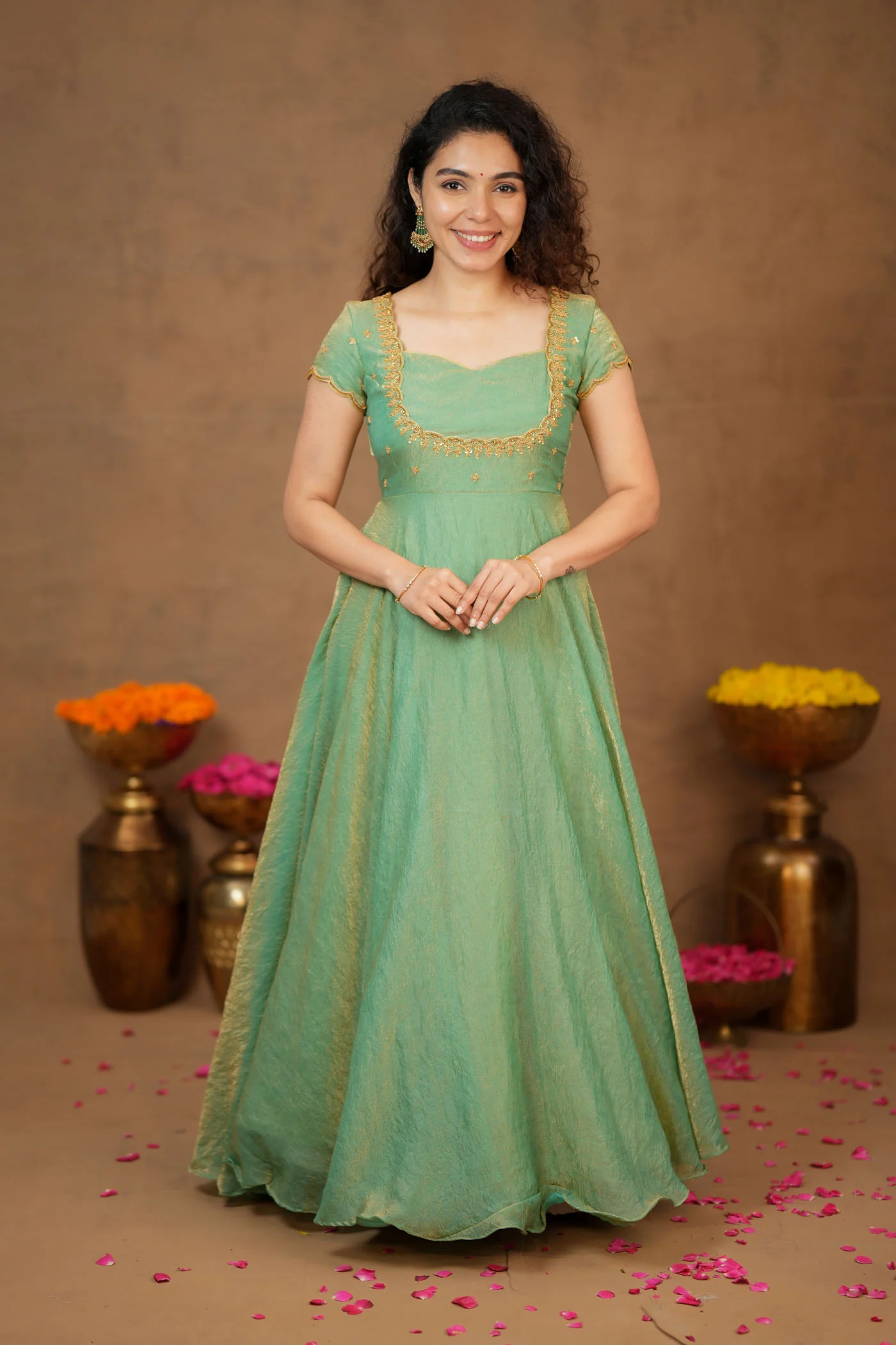 Niharika Aqua Green Maxi Dress (Set of 2) - Image 28