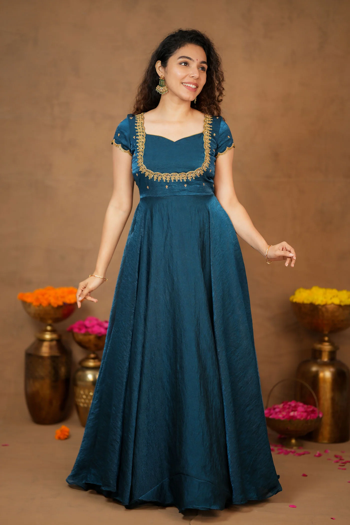 Niharika Teal Maxi Dress (Set of 2) - Image 10