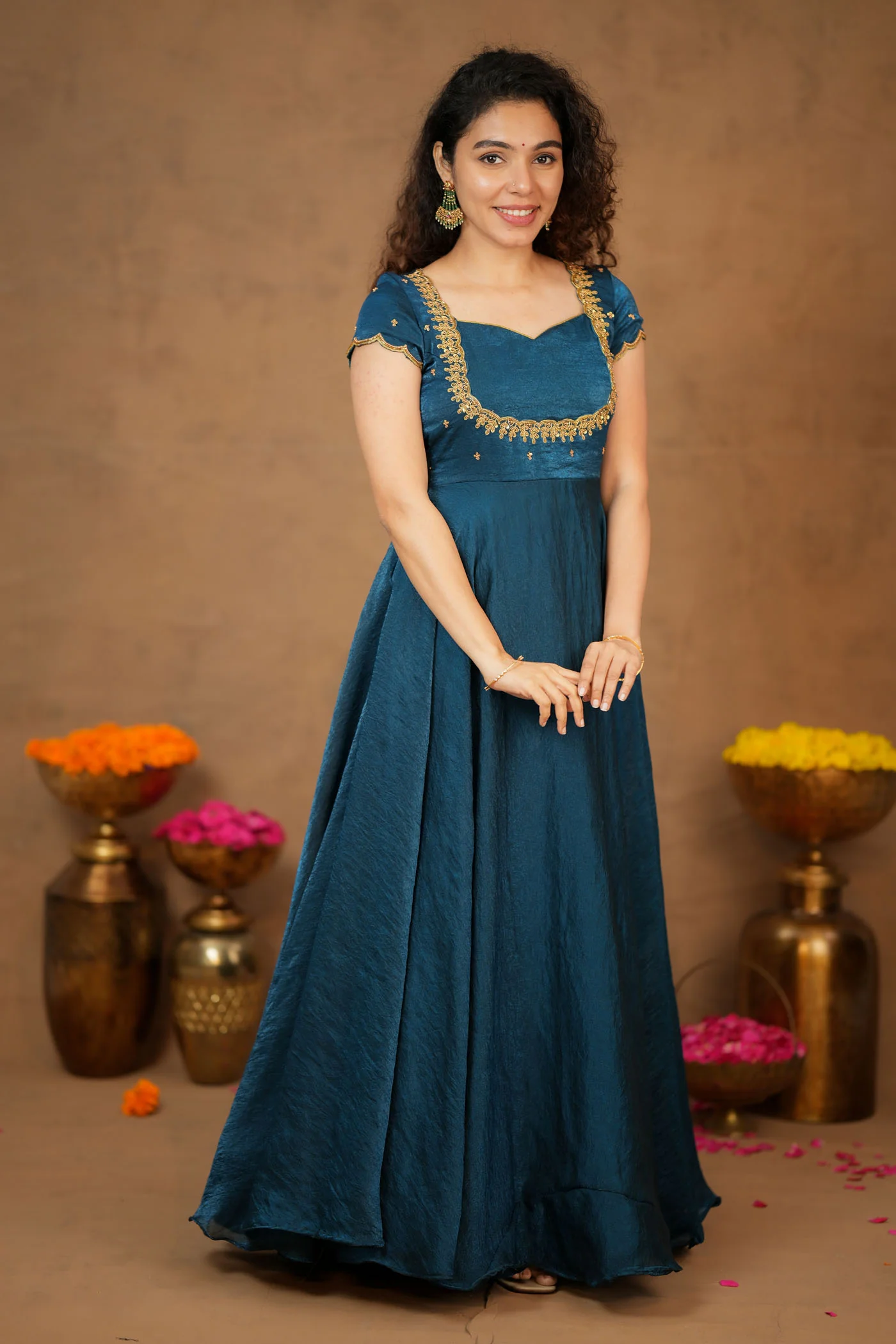 Niharika Teal Maxi Dress (Set of 2) - Image 11