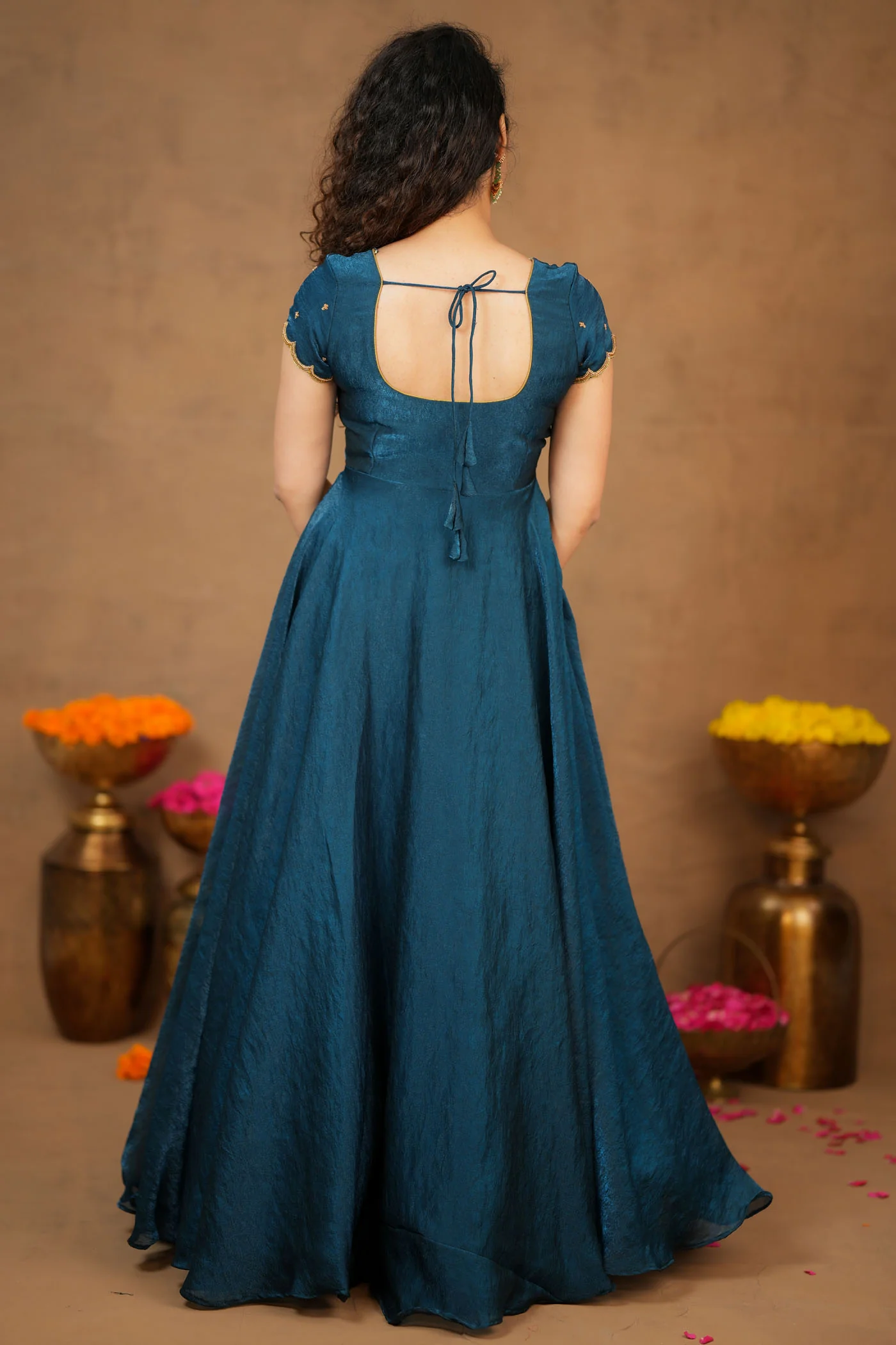 Niharika Teal Maxi Dress (Set of 2) - Image 13