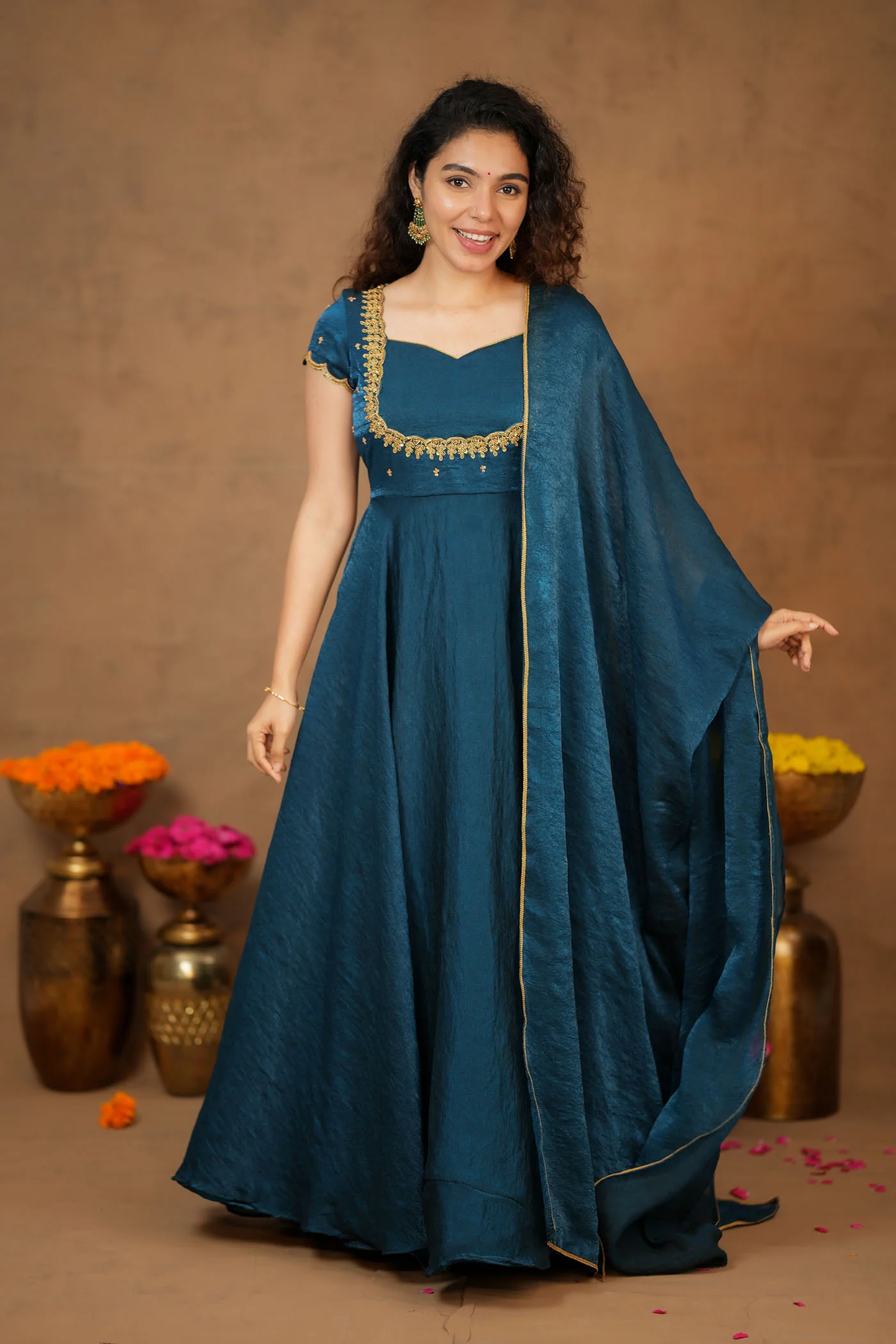 Niharika Teal Maxi Dress (Set of 2) - Image 14