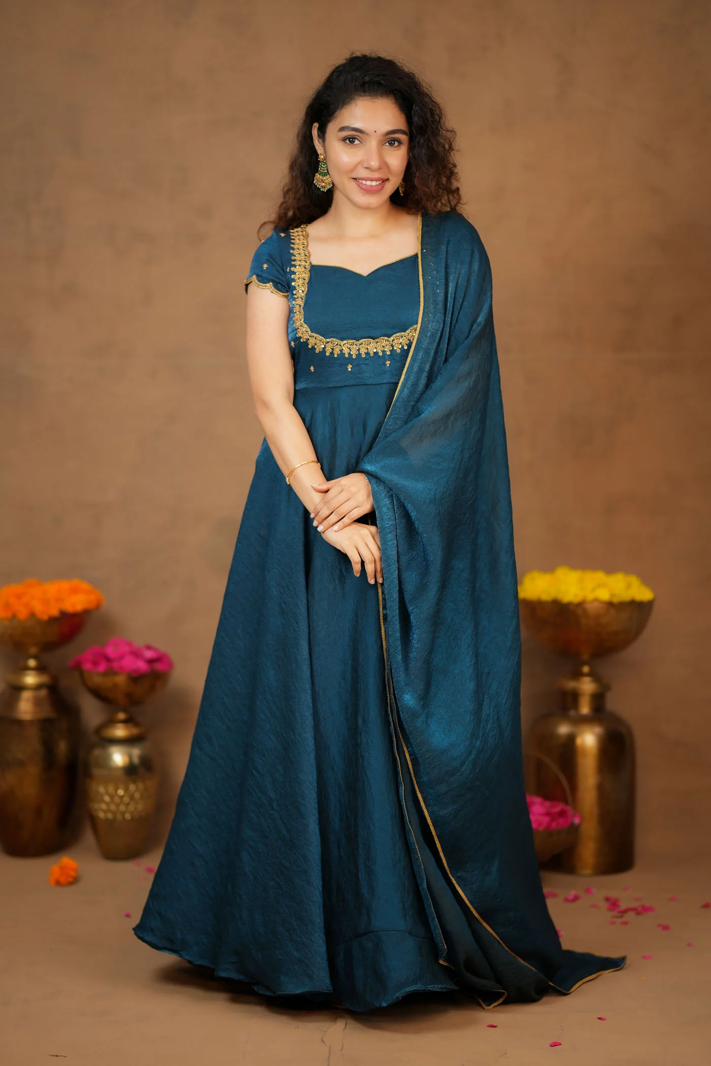 Niharika Teal Maxi Dress (Set of 2) - Image 15