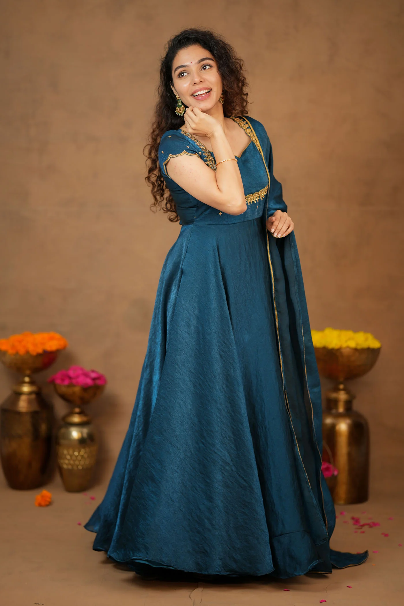 Niharika Teal Maxi Dress (Set of 2) - Image 16