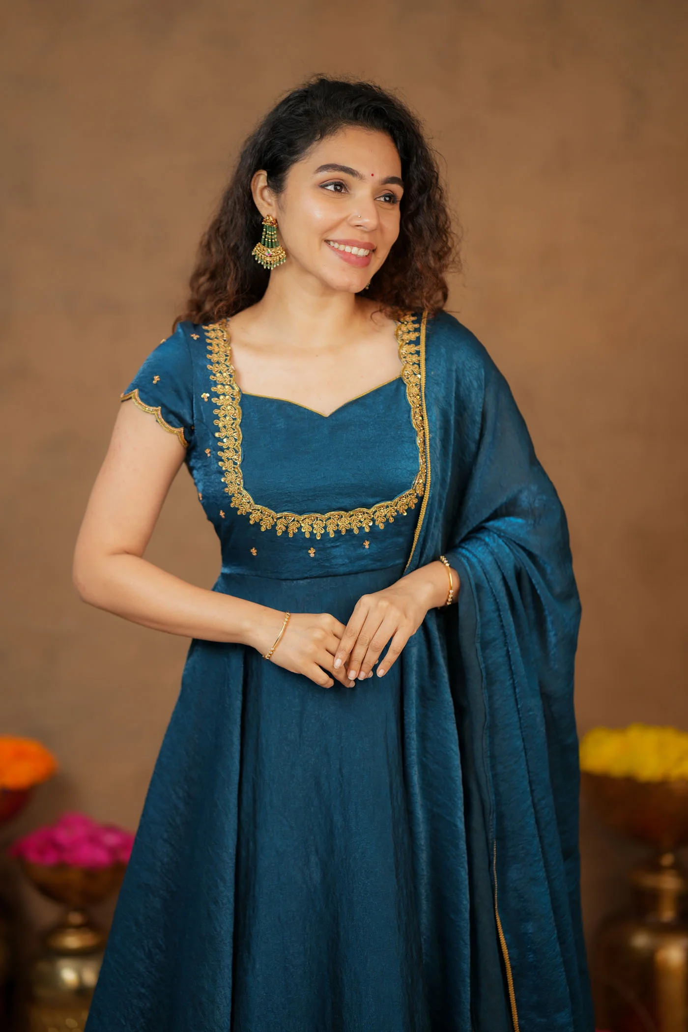 Niharika Teal Maxi Dress (Set of 2) - Image 17