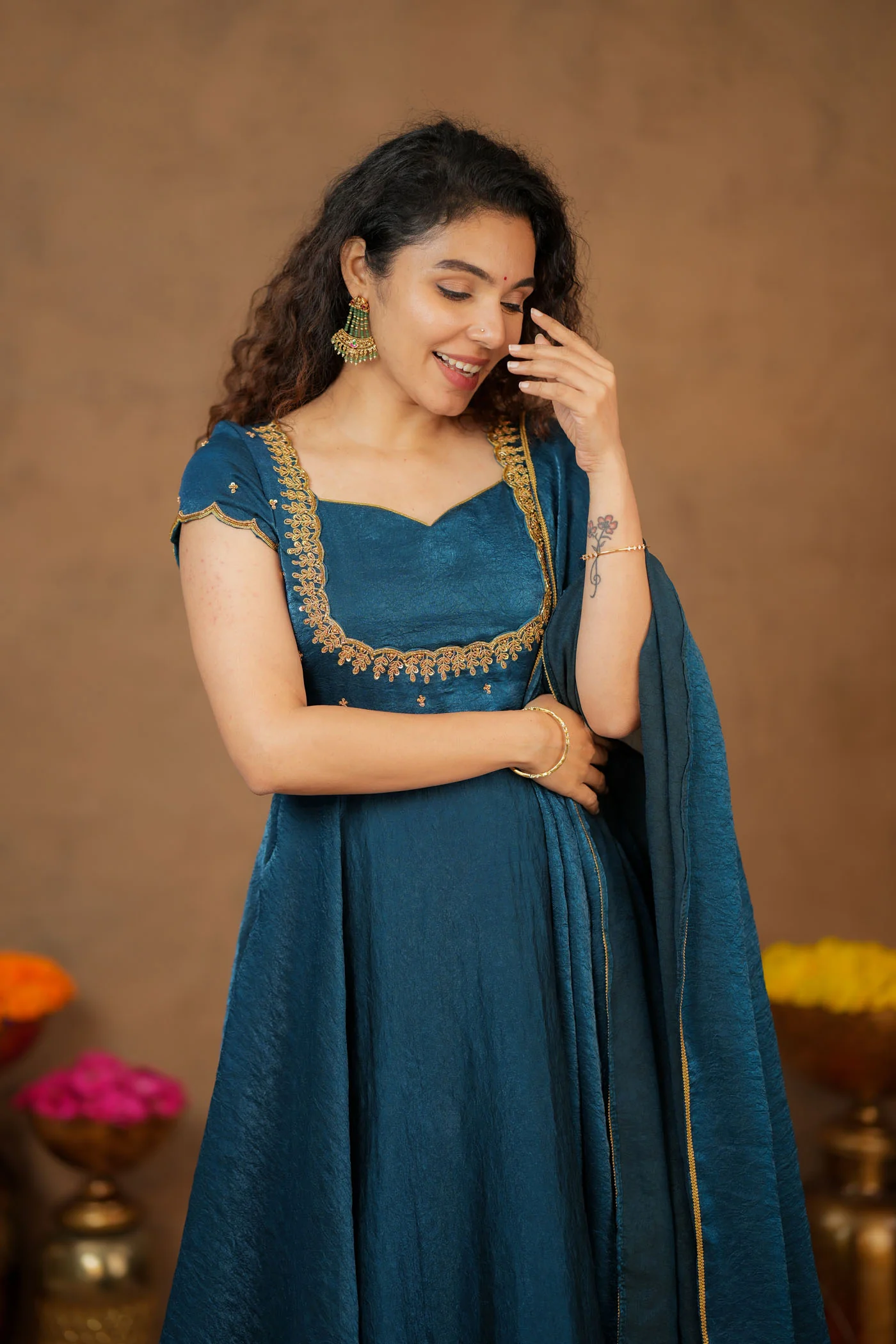 Niharika Teal Maxi Dress (Set of 2) - Image 19