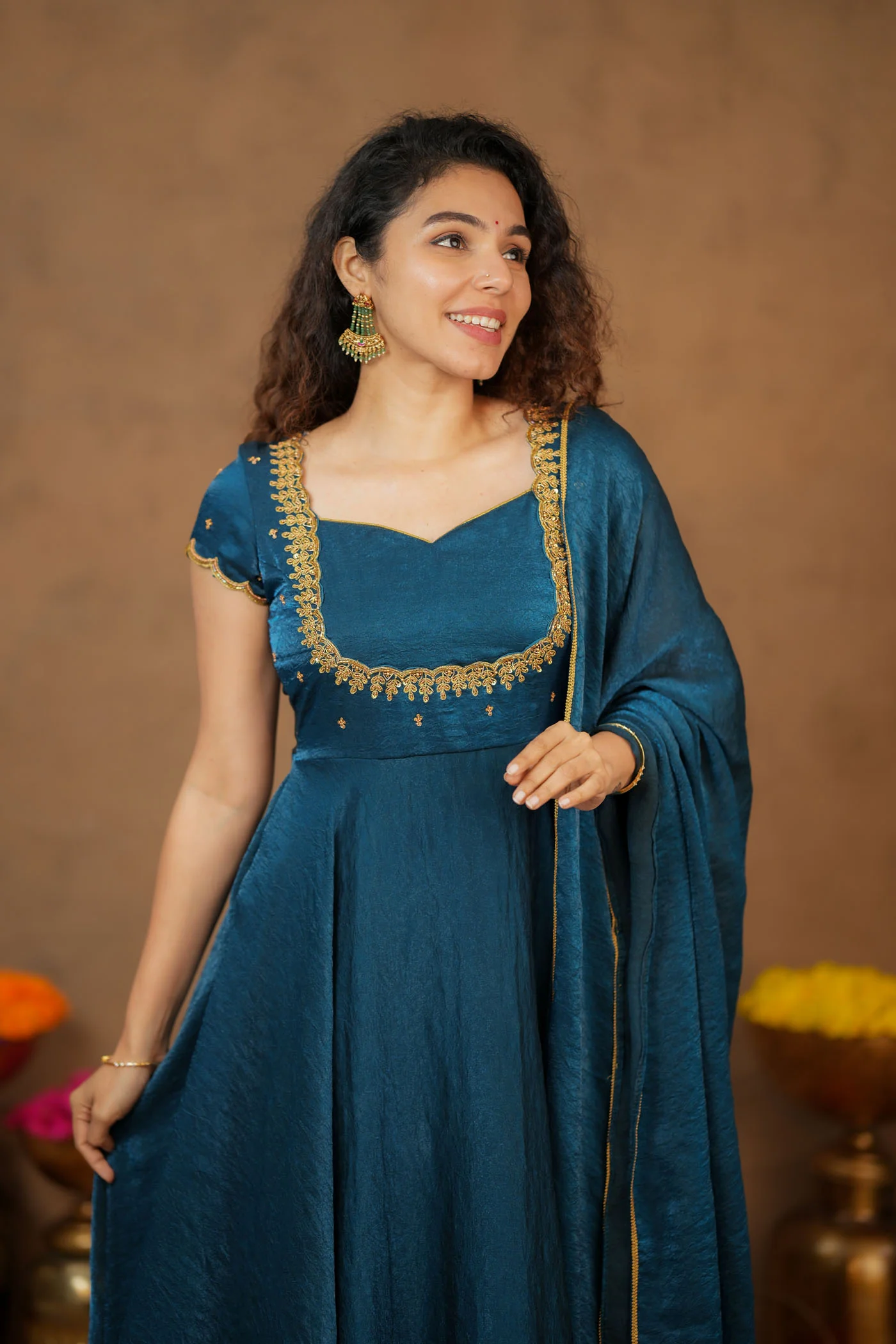 Niharika Teal Maxi Dress (Set of 2) - Image 23