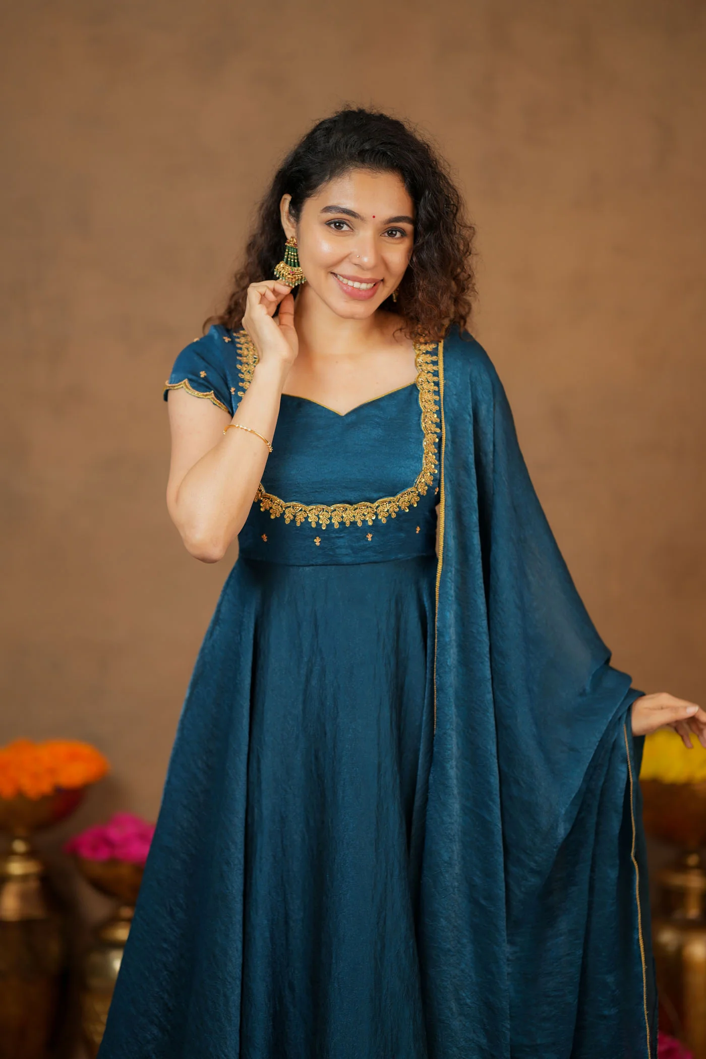 Niharika Teal Maxi Dress (Set of 2) - Image 24