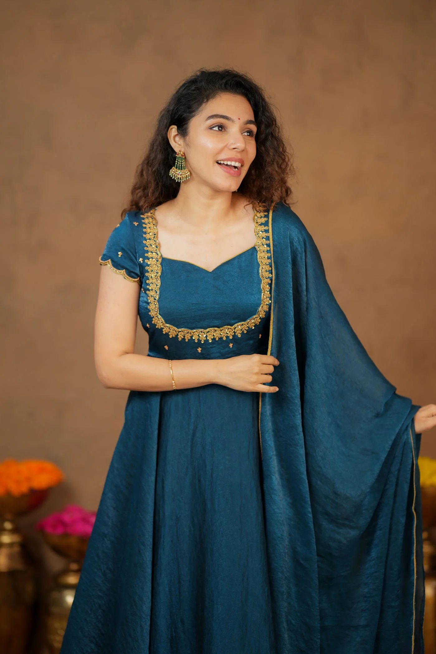 Niharika Teal Maxi Dress (Set of 2) - Image 25