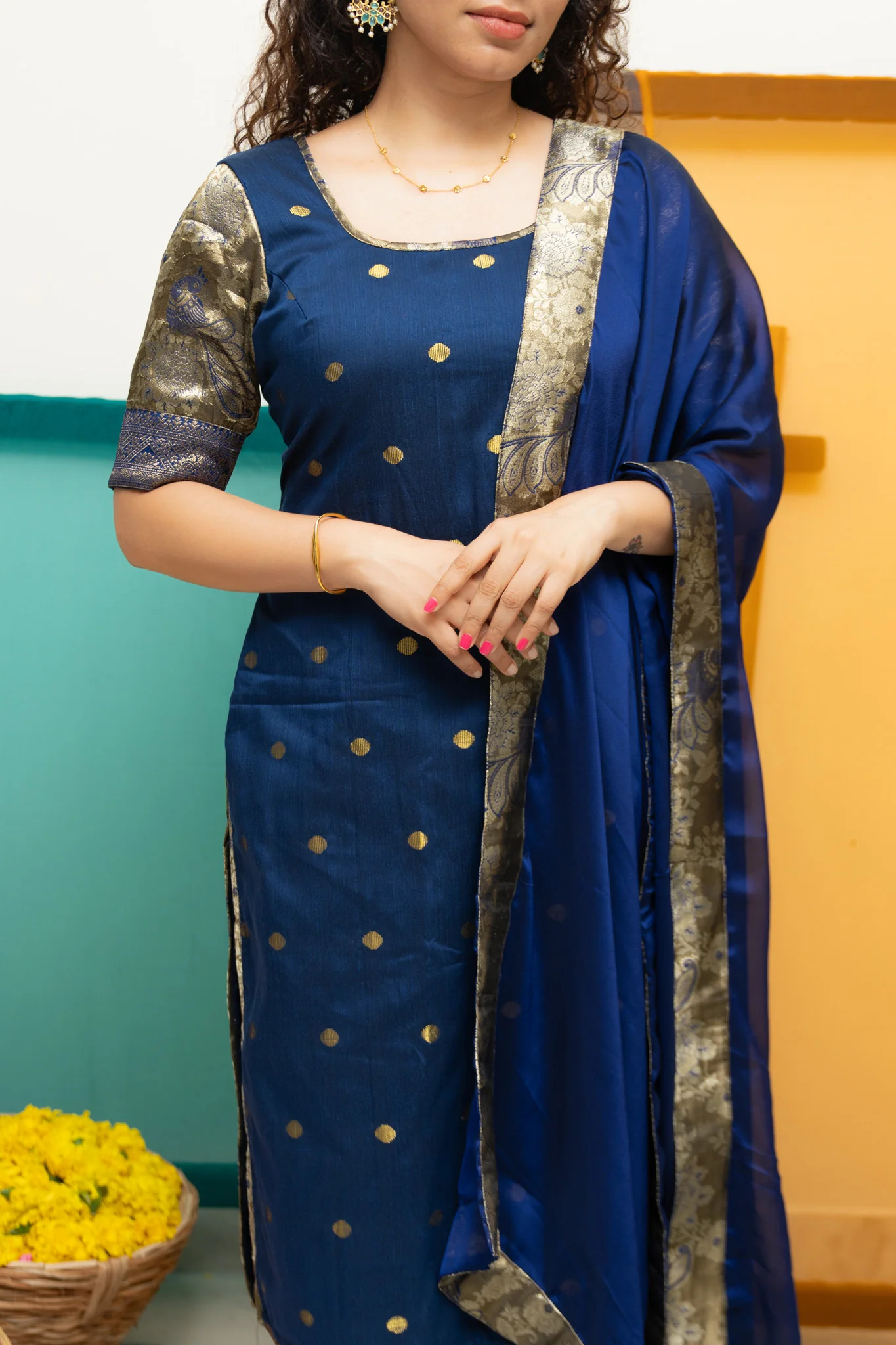 Nikitha Navy Blue Kurti Set - Image 13