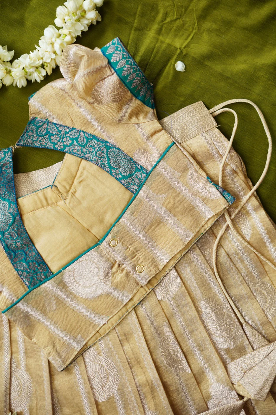 Nila Gold with Teal Banarasi Kids Mini - Image 11
