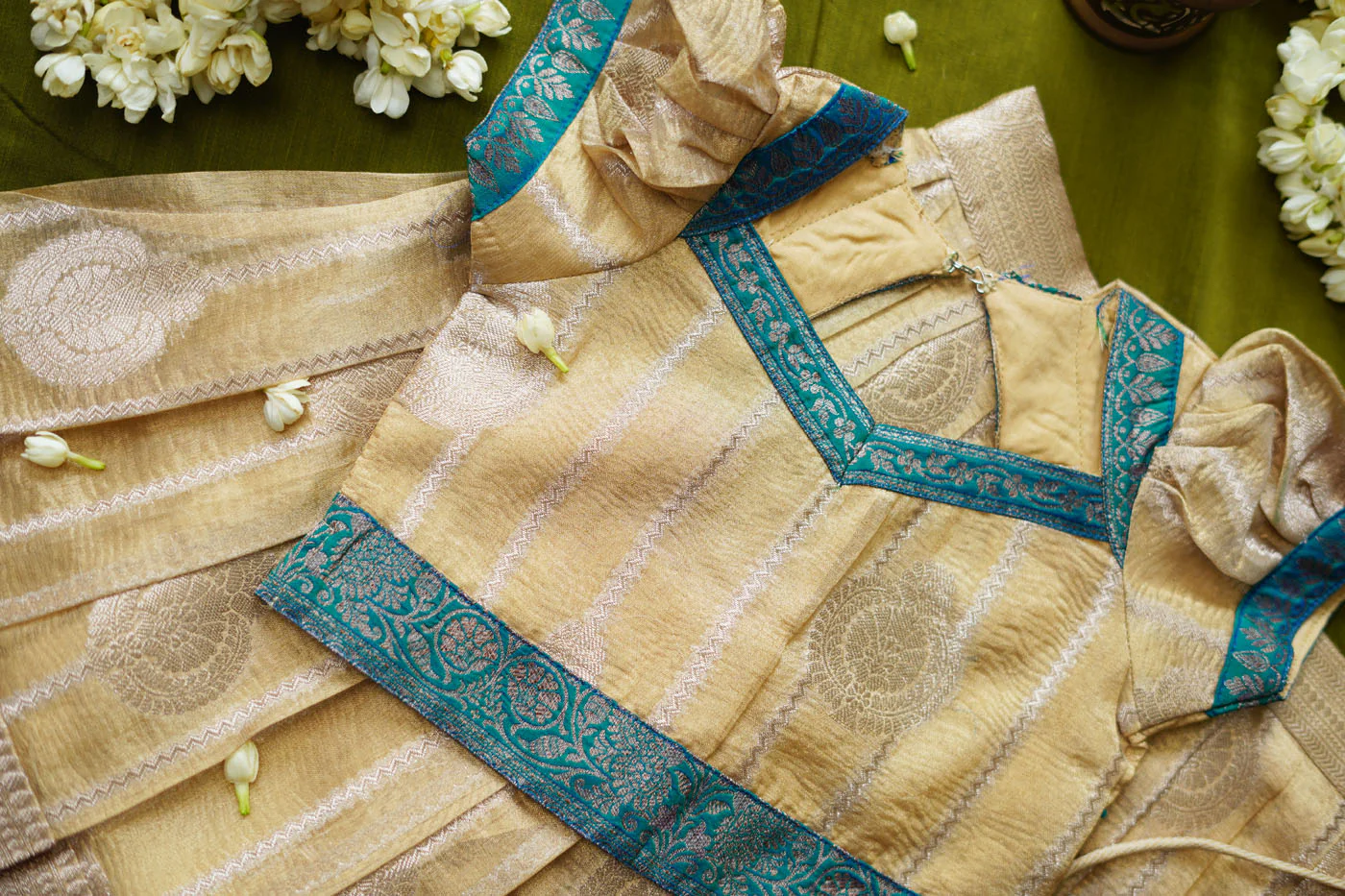 Nila Gold with Teal Banarasi Kids Mini - Image 2