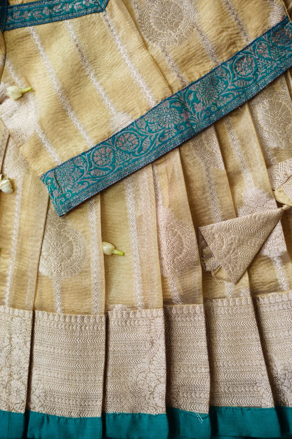 Nila Gold with Teal Banarasi Kids Mini - Image 8