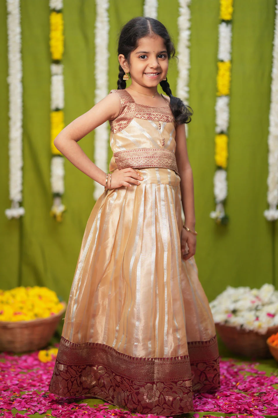 Pavitra Beige Organza Top & Skirt Mini - Image 5