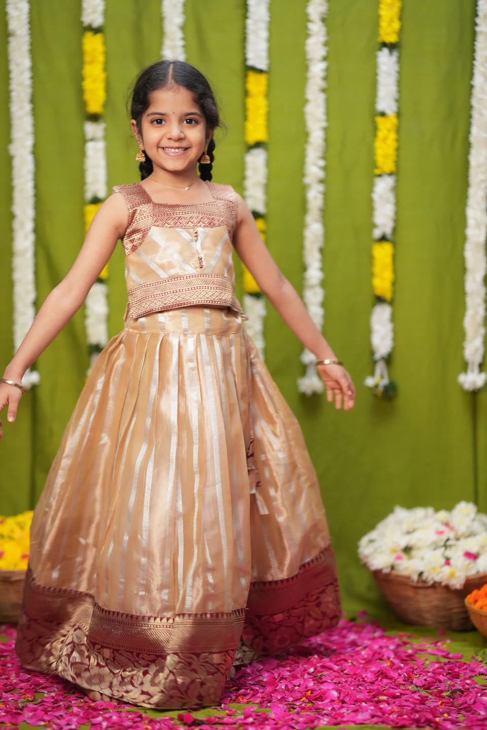 Pavitra Beige Organza Top & Skirt Mini - Image 6
