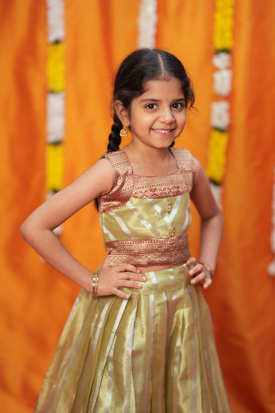 Pavitra Green Organza Top & Skirt Mini - Image 2