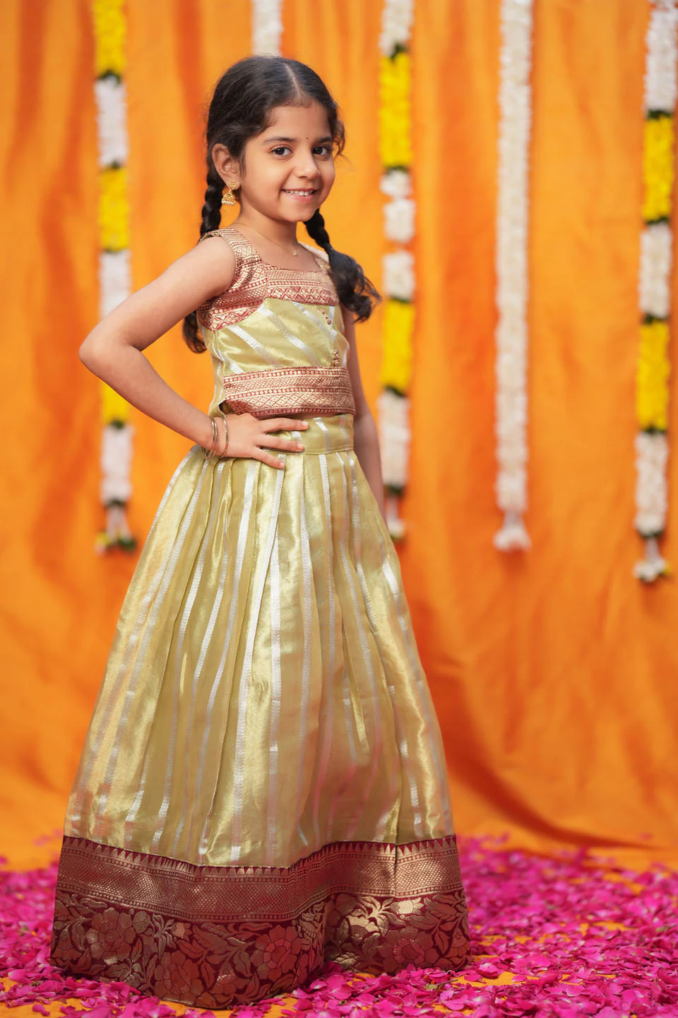 Pavitra Green Organza Top & Skirt Mini - Image 3