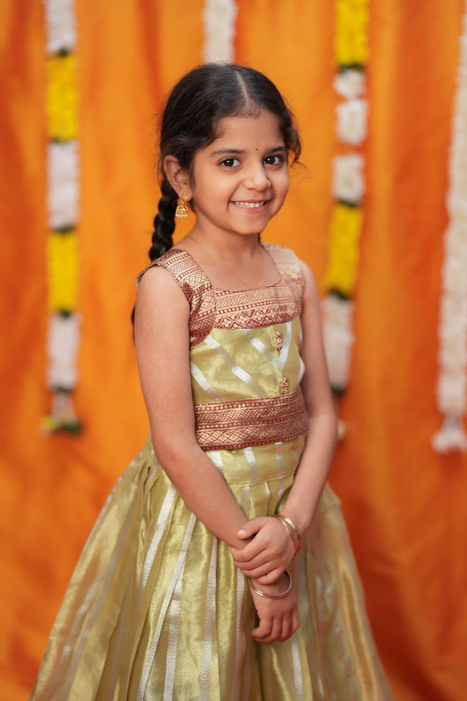 Pavitra Green Organza Top & Skirt Mini - Image 6