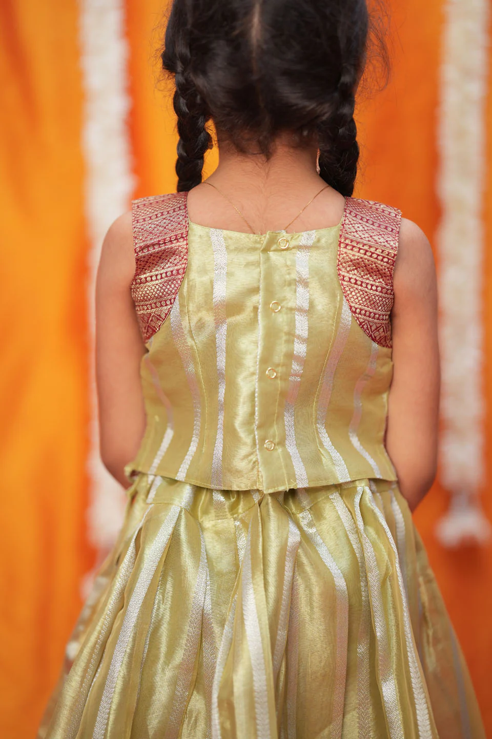 Pavitra Green Organza Top & Skirt Mini - Image 8