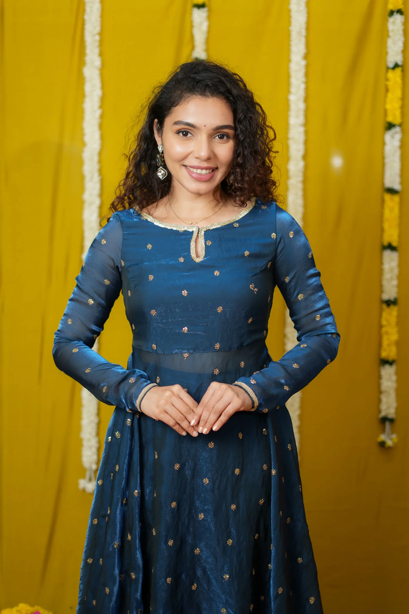 Pirainila Teal Anarkali Kurta (Set of 2) - Image 11