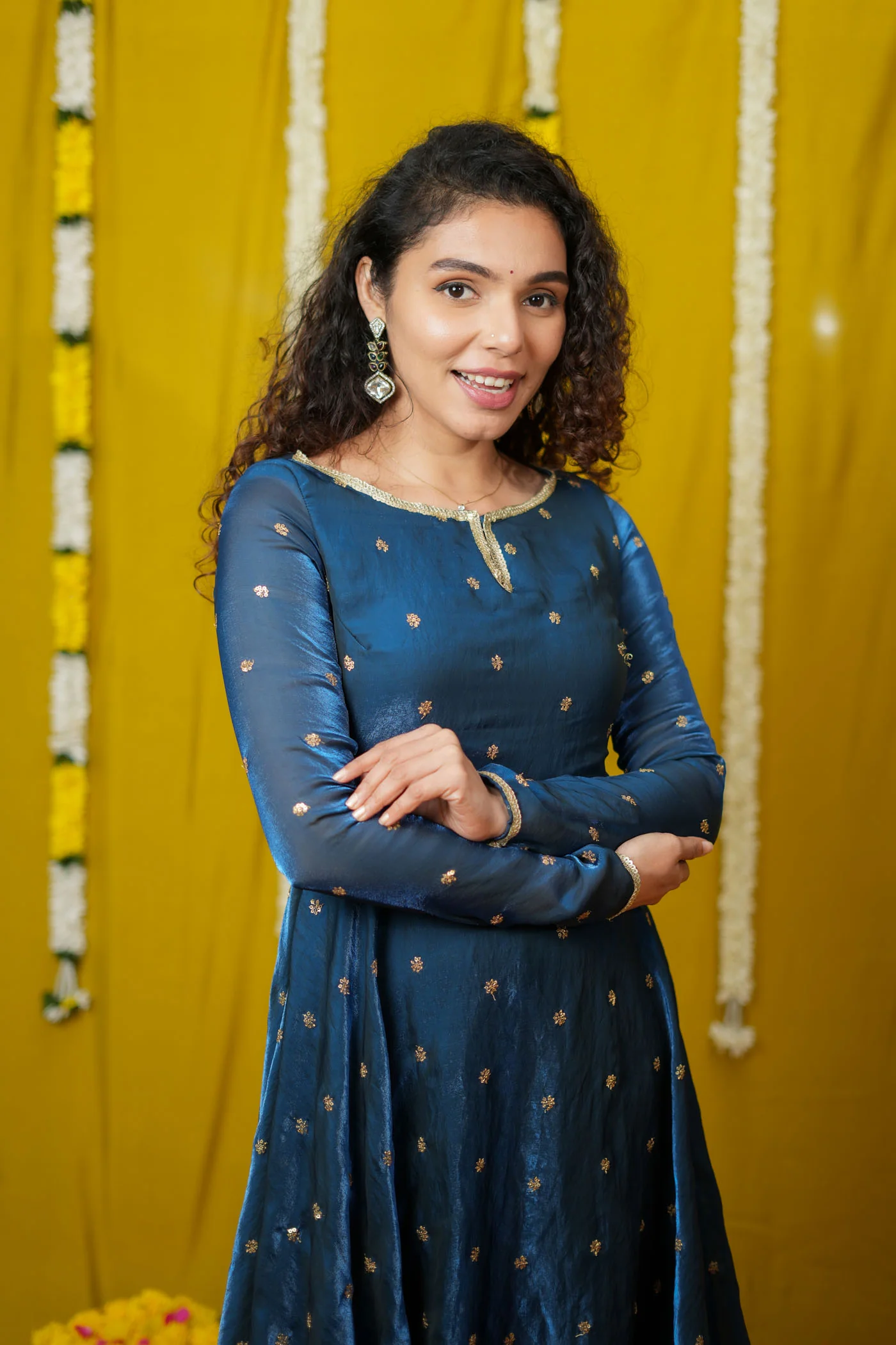 Pirainila Teal Anarkali Kurta (Set of 2) - Image 8