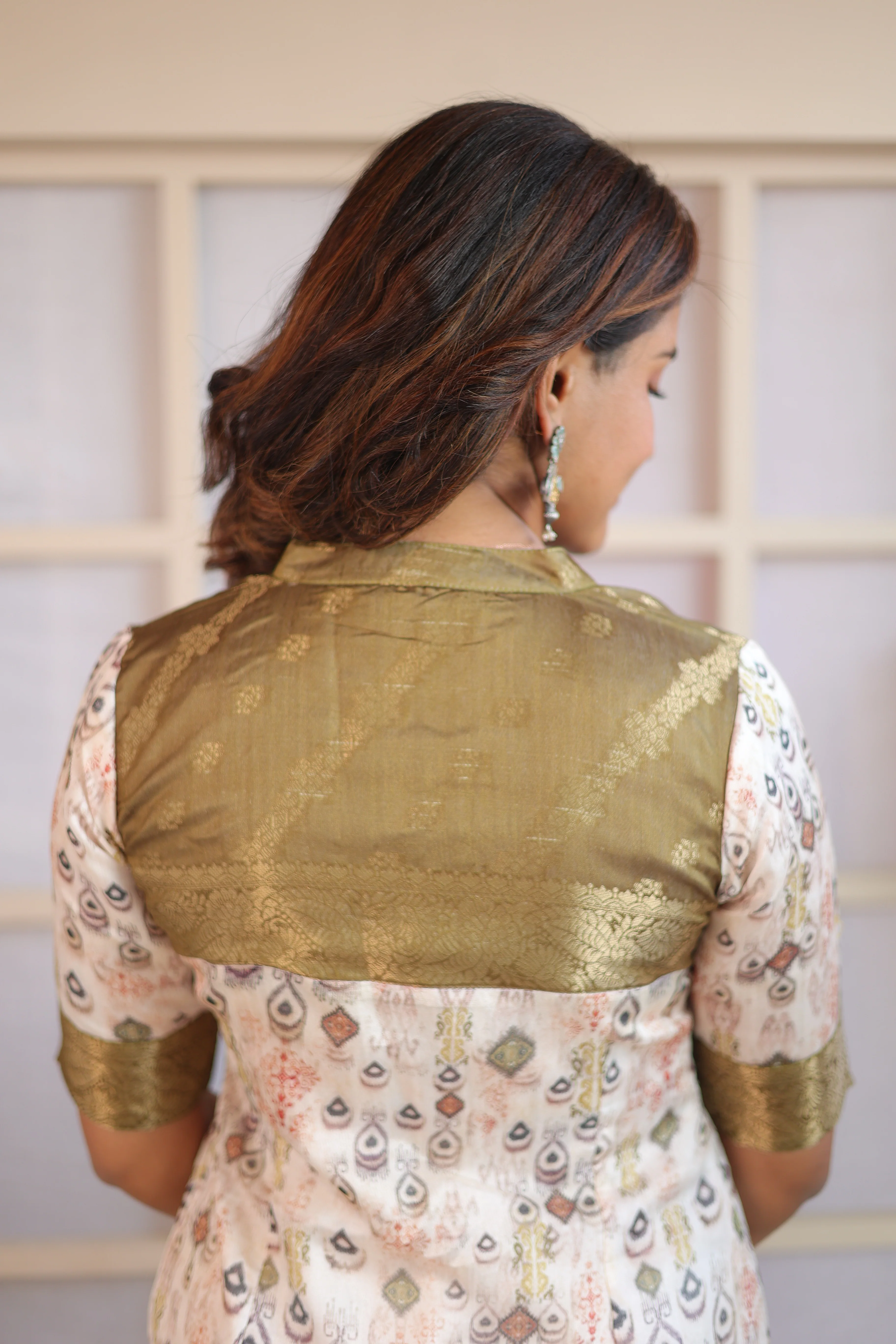 Prathiba Olive Green & White Kurti - Image 16