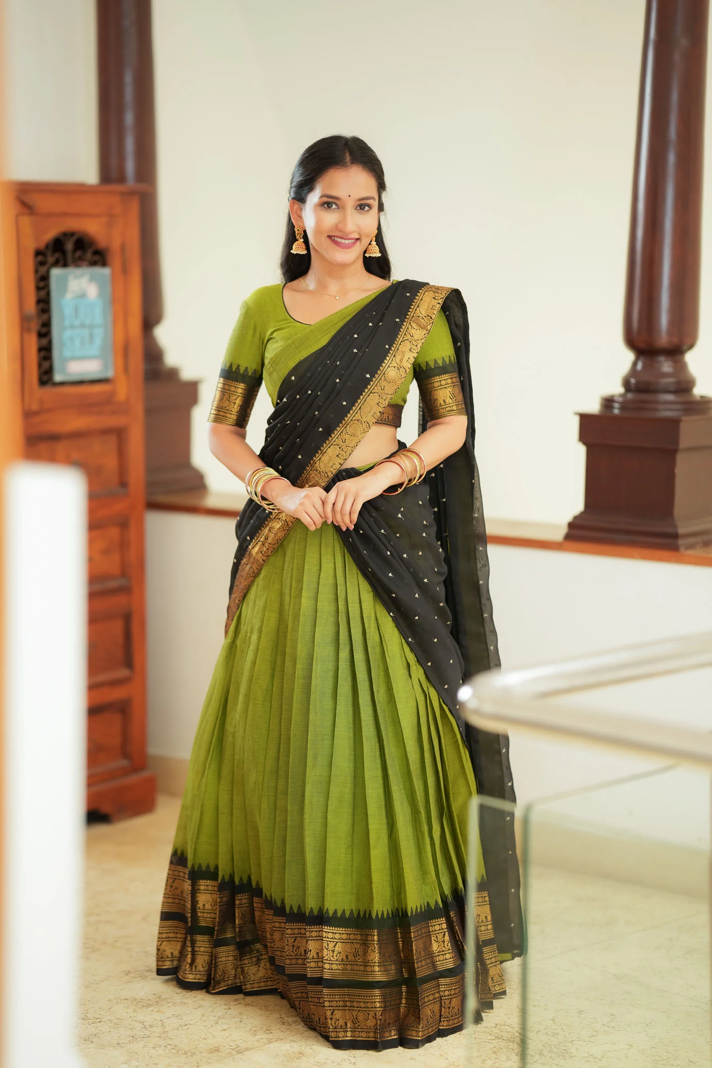 Prisha Olive Green Halfsaree – Mom & Me Set - Image 13