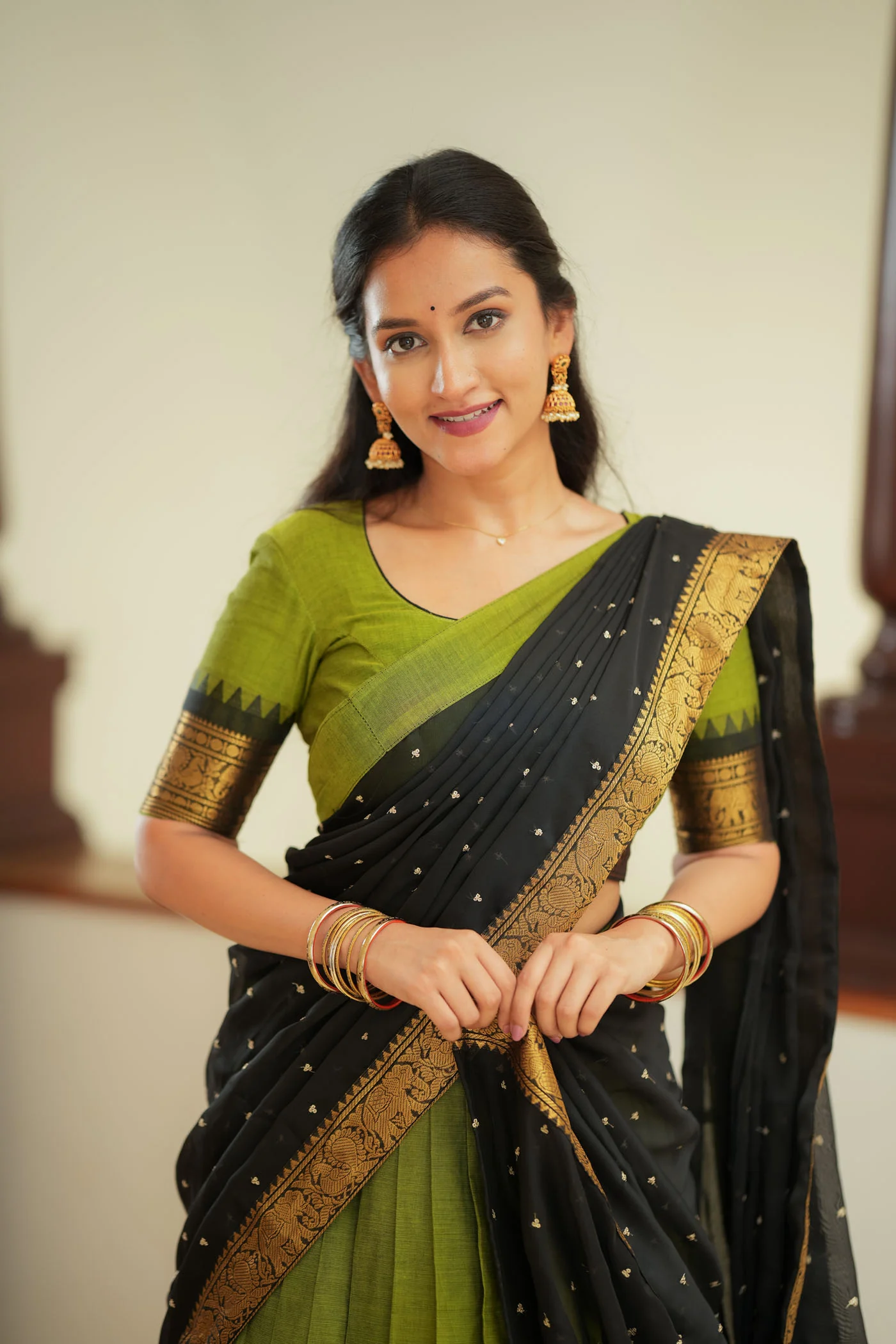 Prisha Olive Green Halfsaree – Mom & Me Set - Image 16