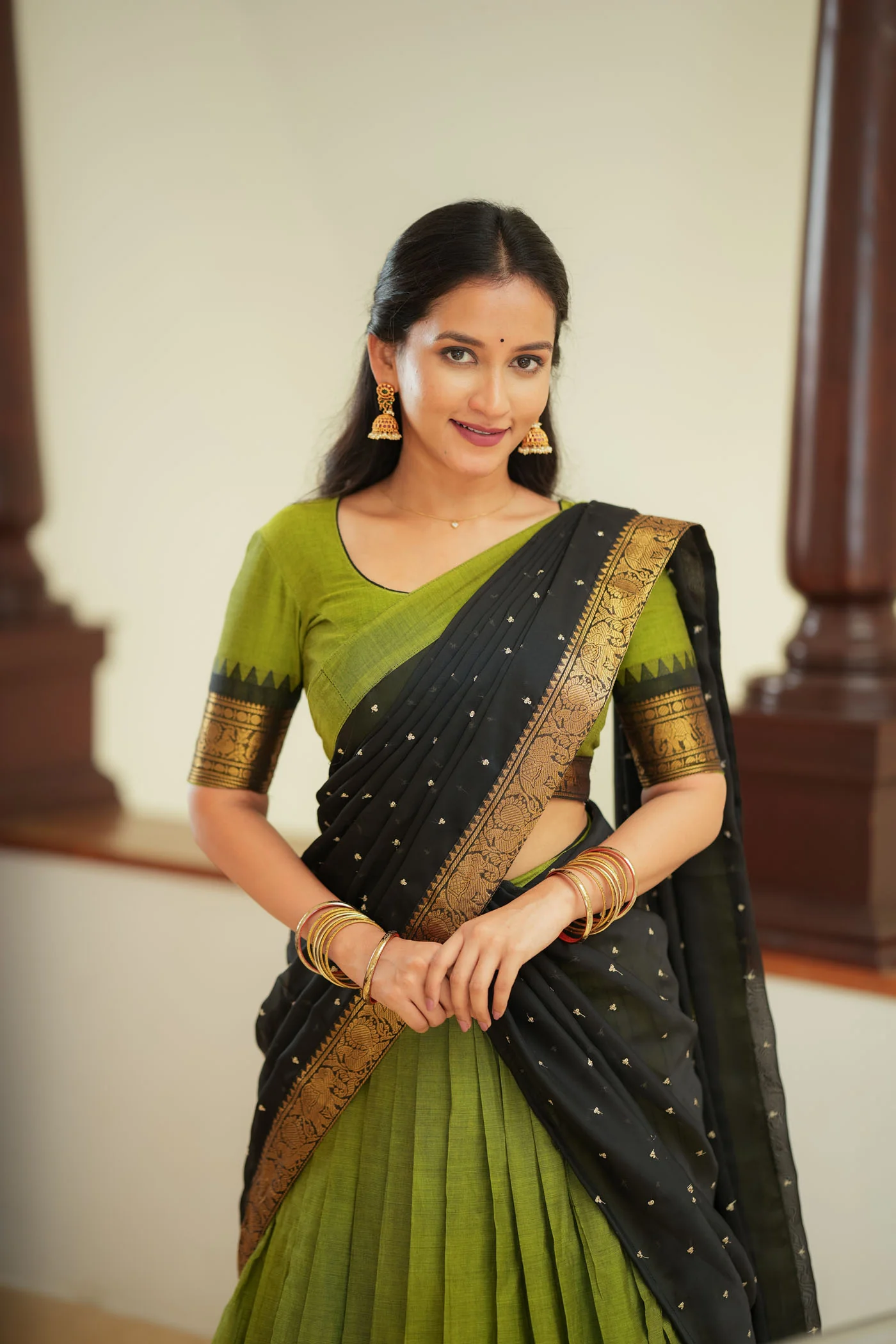Prisha Olive Green Halfsaree – Mom & Me Set - Image 17