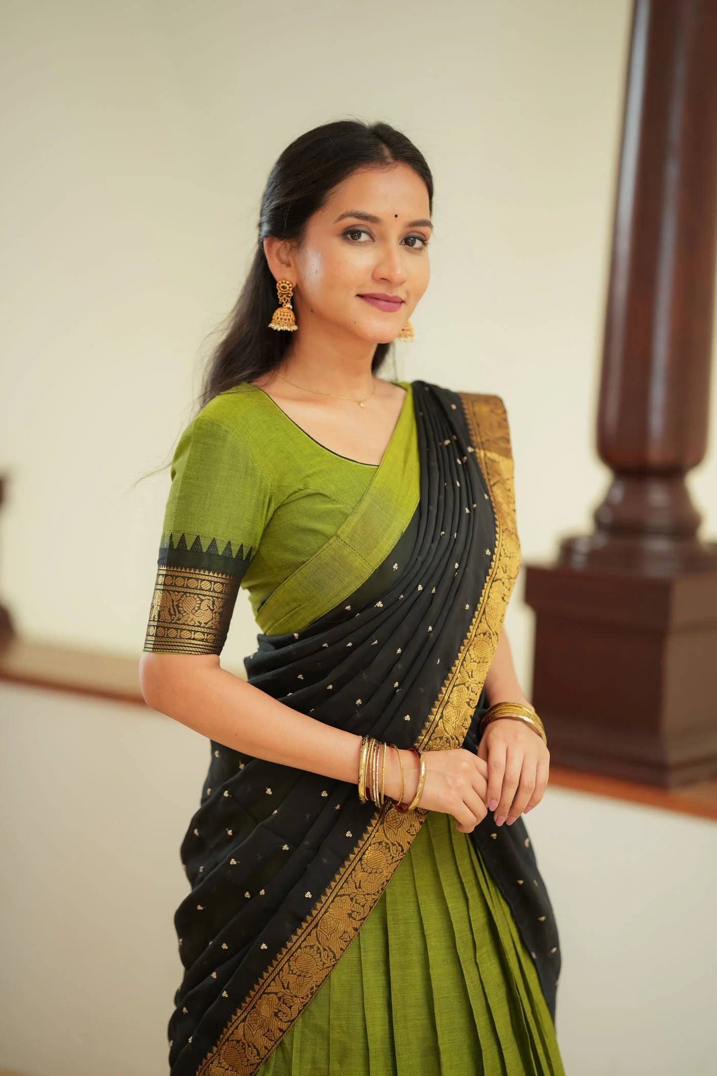 Prisha Olive Green Halfsaree – Mom & Me Set - Image 18