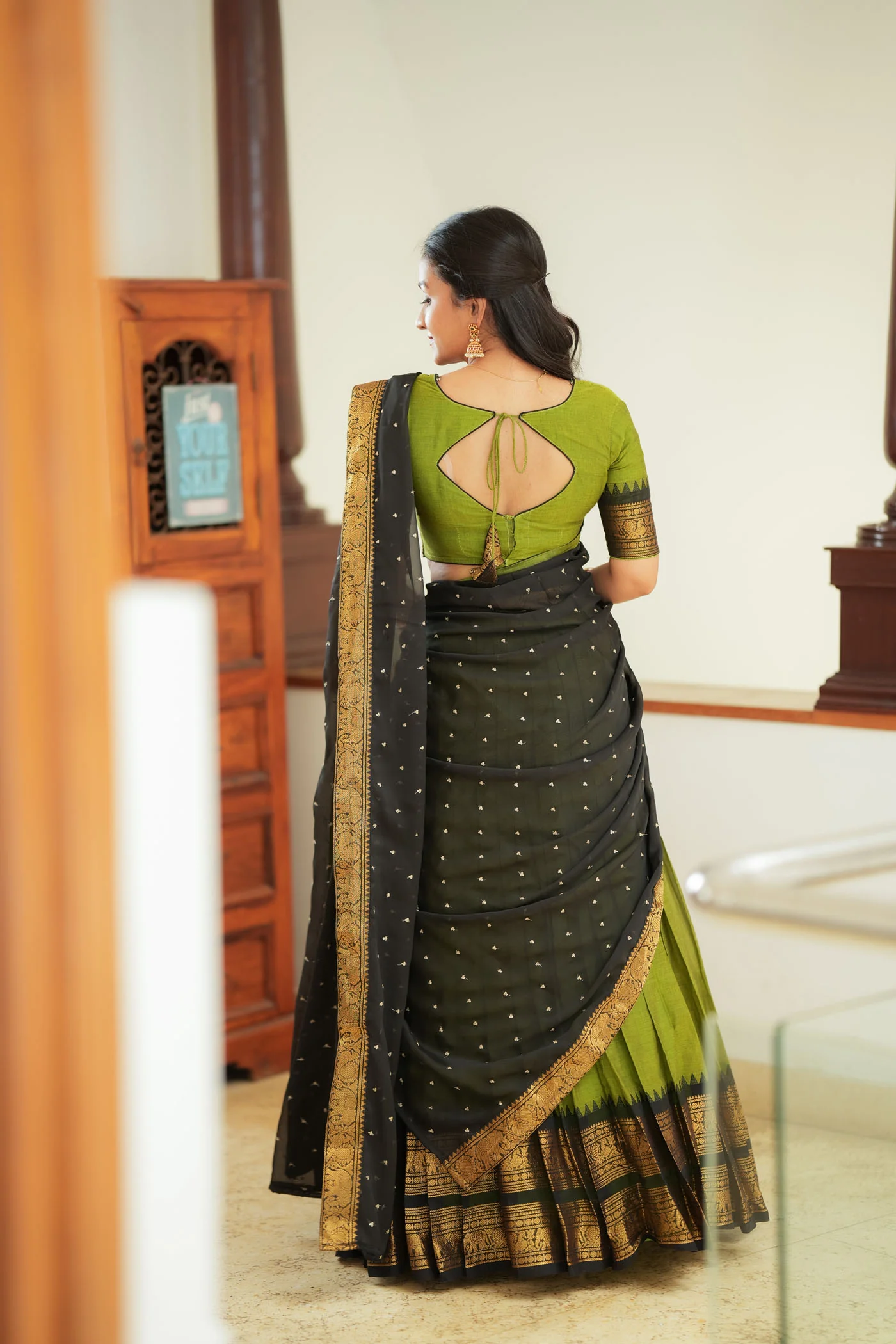 Prisha Olive Green Halfsaree – Mom & Me Set - Image 8