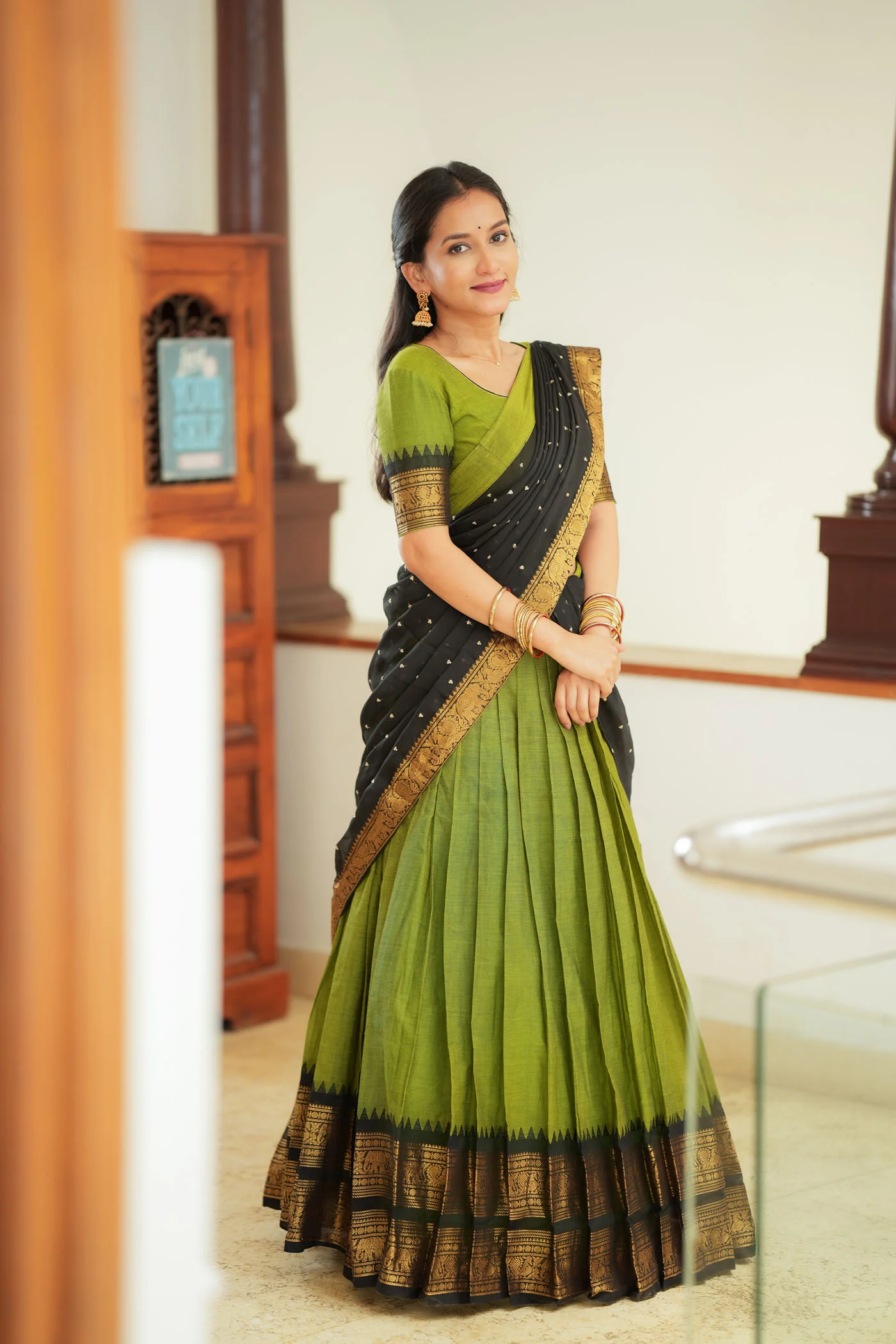 Prisha Olive Green Halfsaree – Mom & Me Set - Image 9