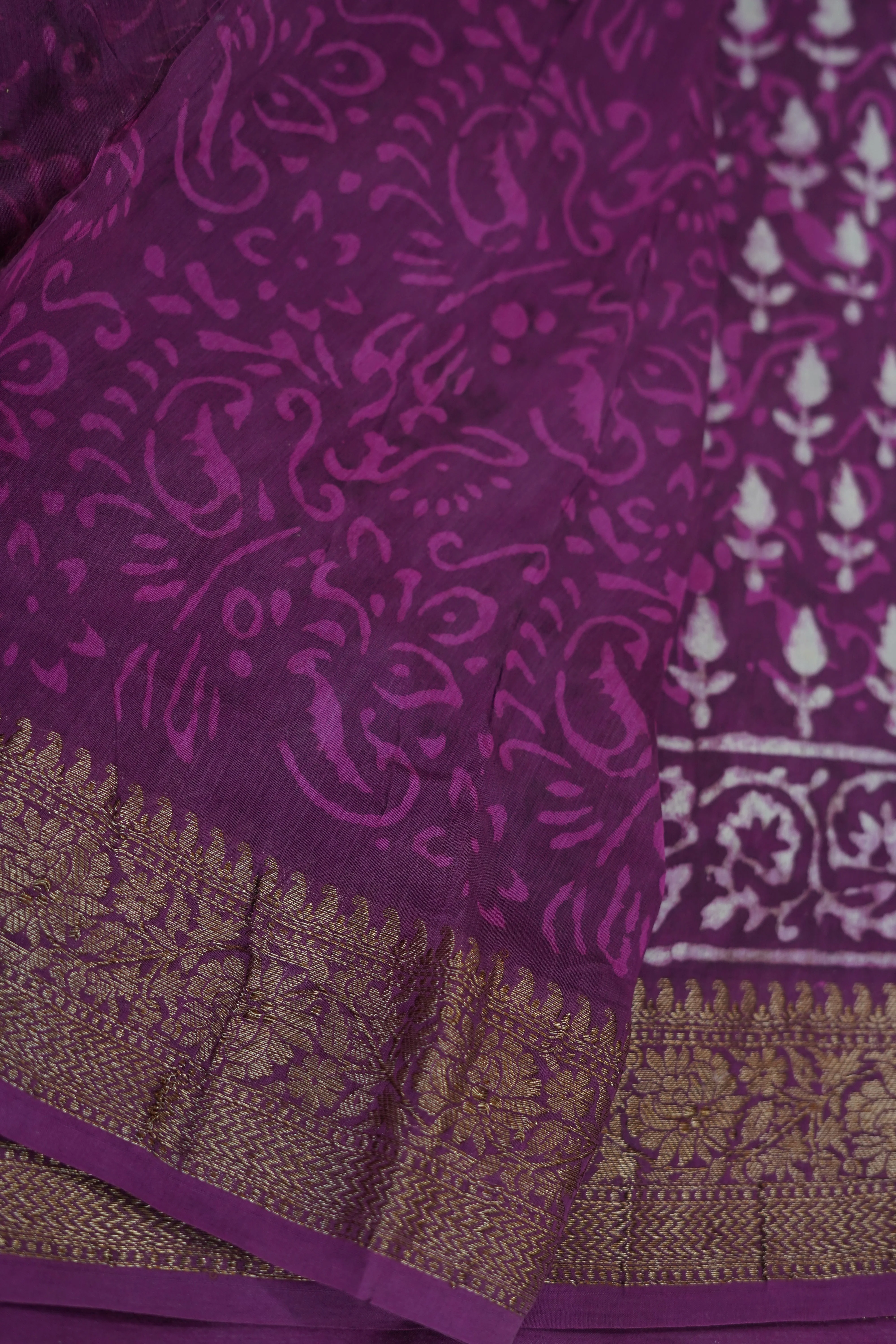 Purple Chettinad Cotton Saree - Image 3