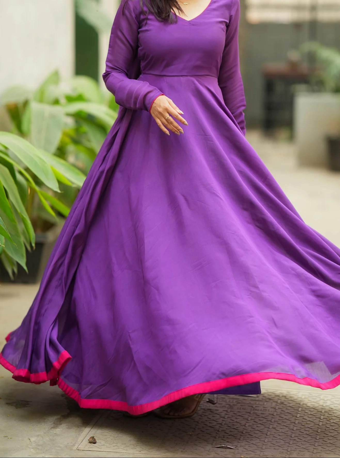 Raha Violet Anarkali Dress - Image 4