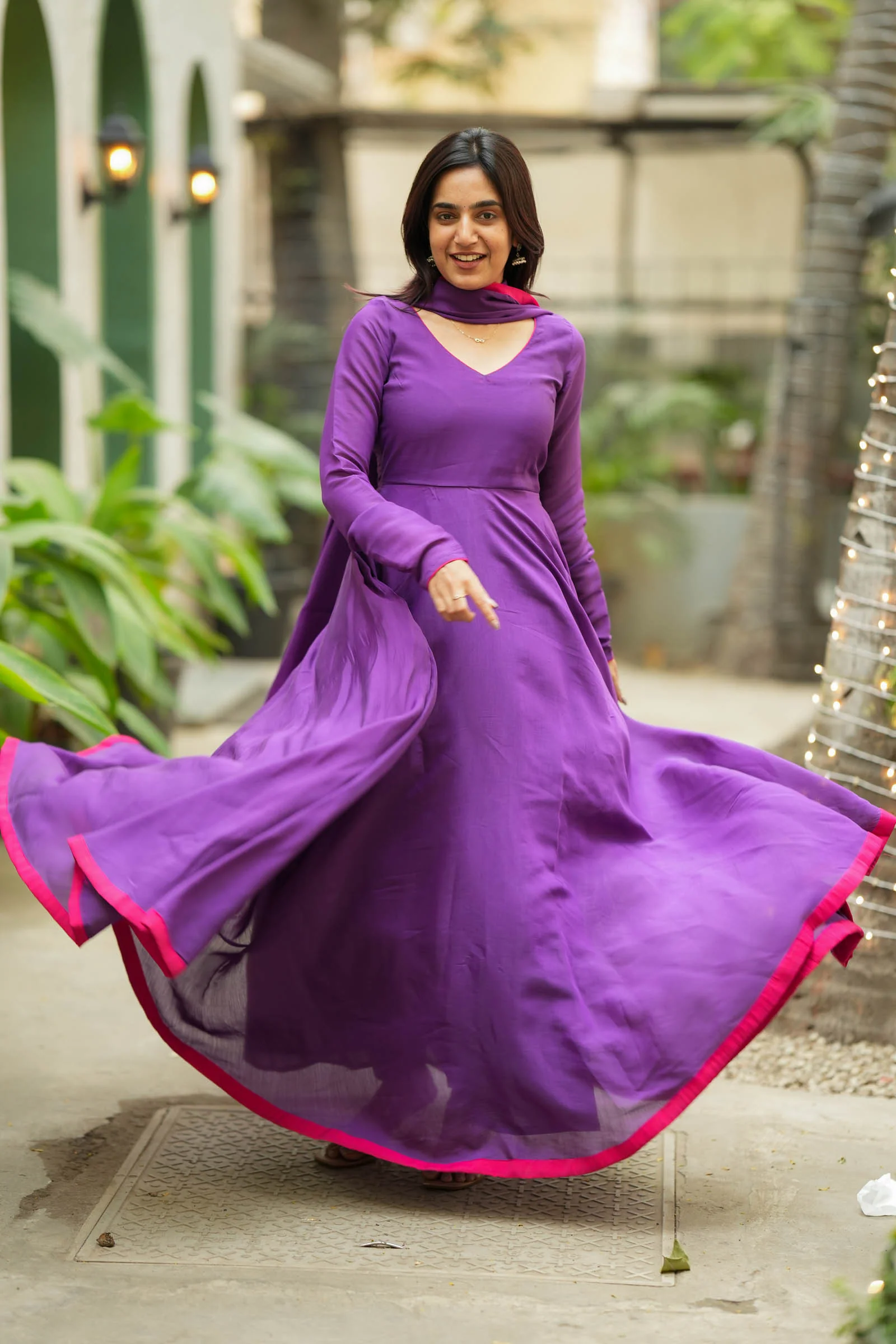 Raha Violet Anarkali Dress (Set of 2) - Image 3