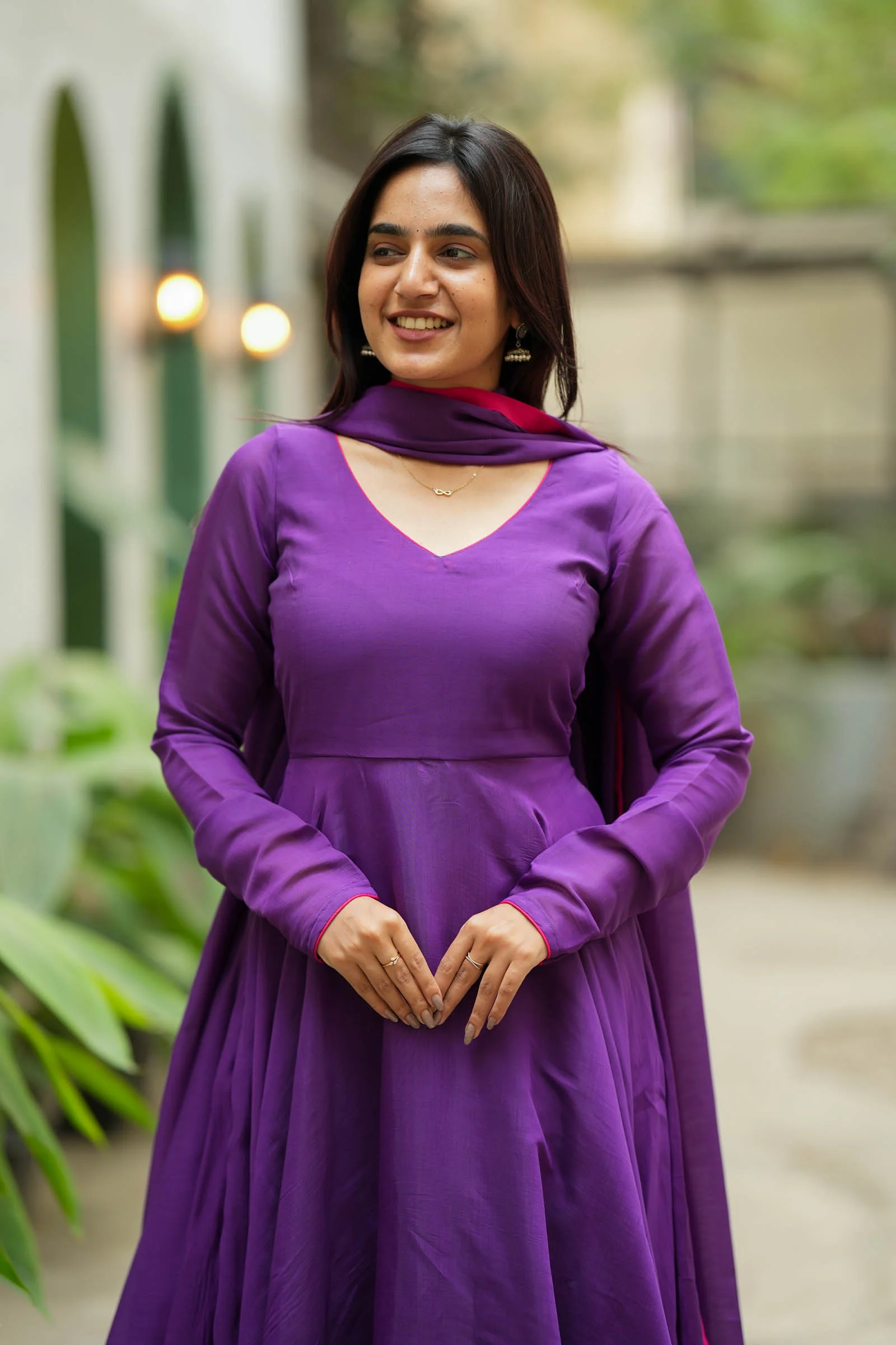 Raha Violet Anarkali Dress (Set of 2) - Image 4