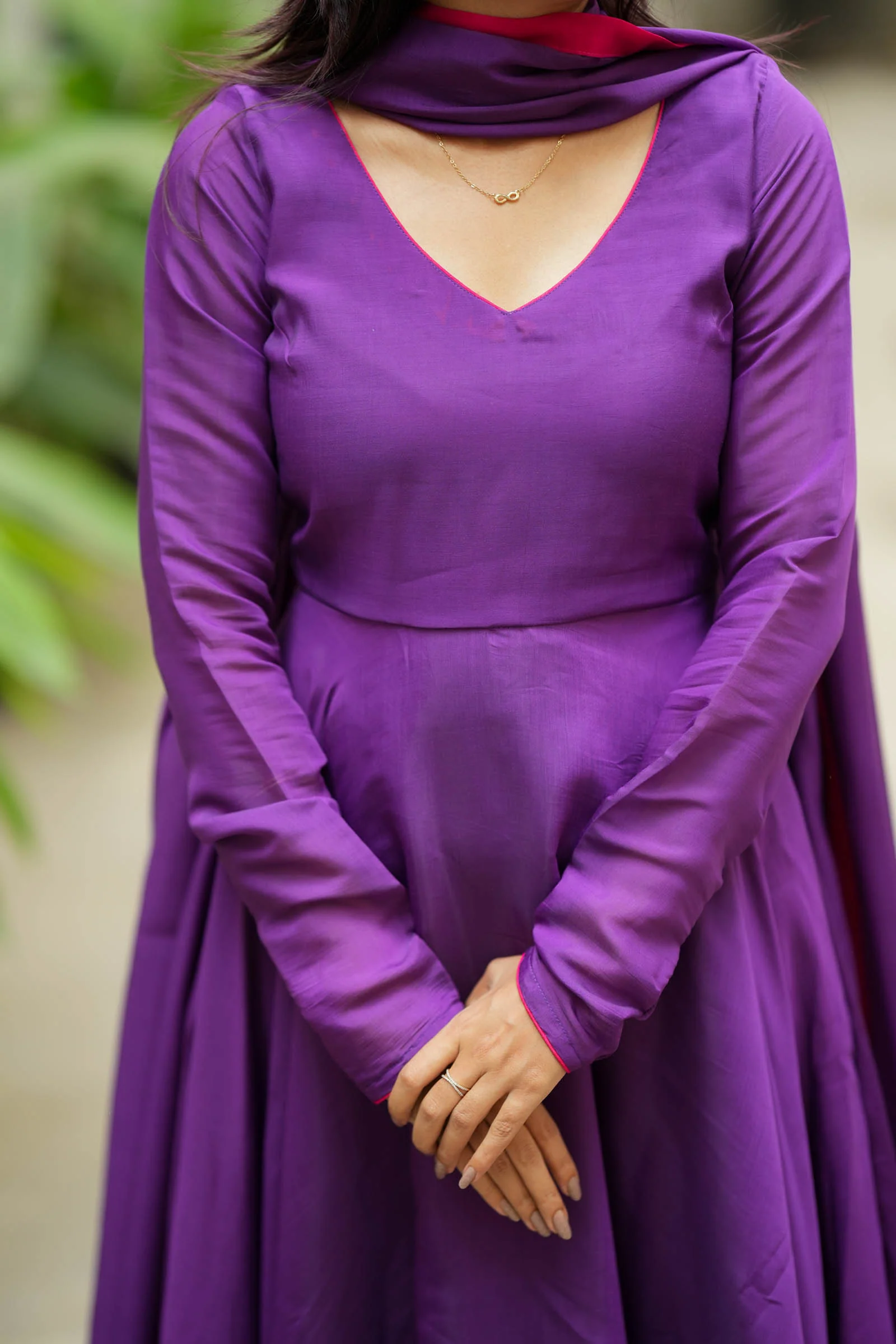Raha Violet Anarkali Dress (Set of 2) - Image 7
