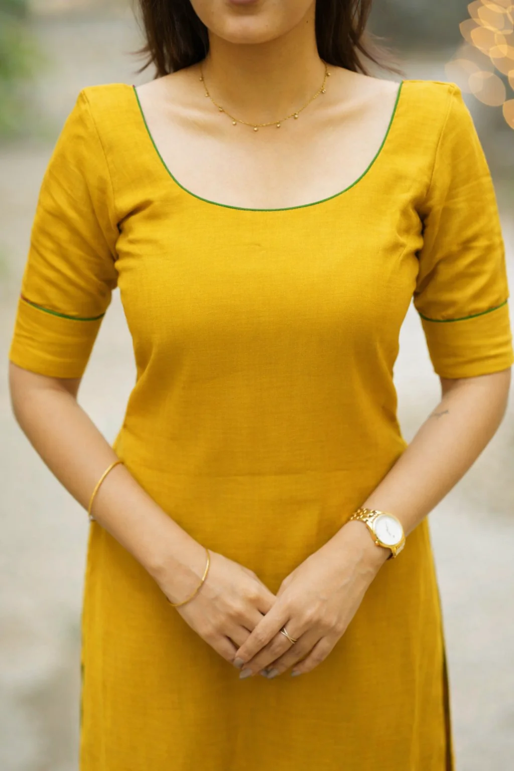 Raha Yellow Kurti Set (Set of 2) - Image 4