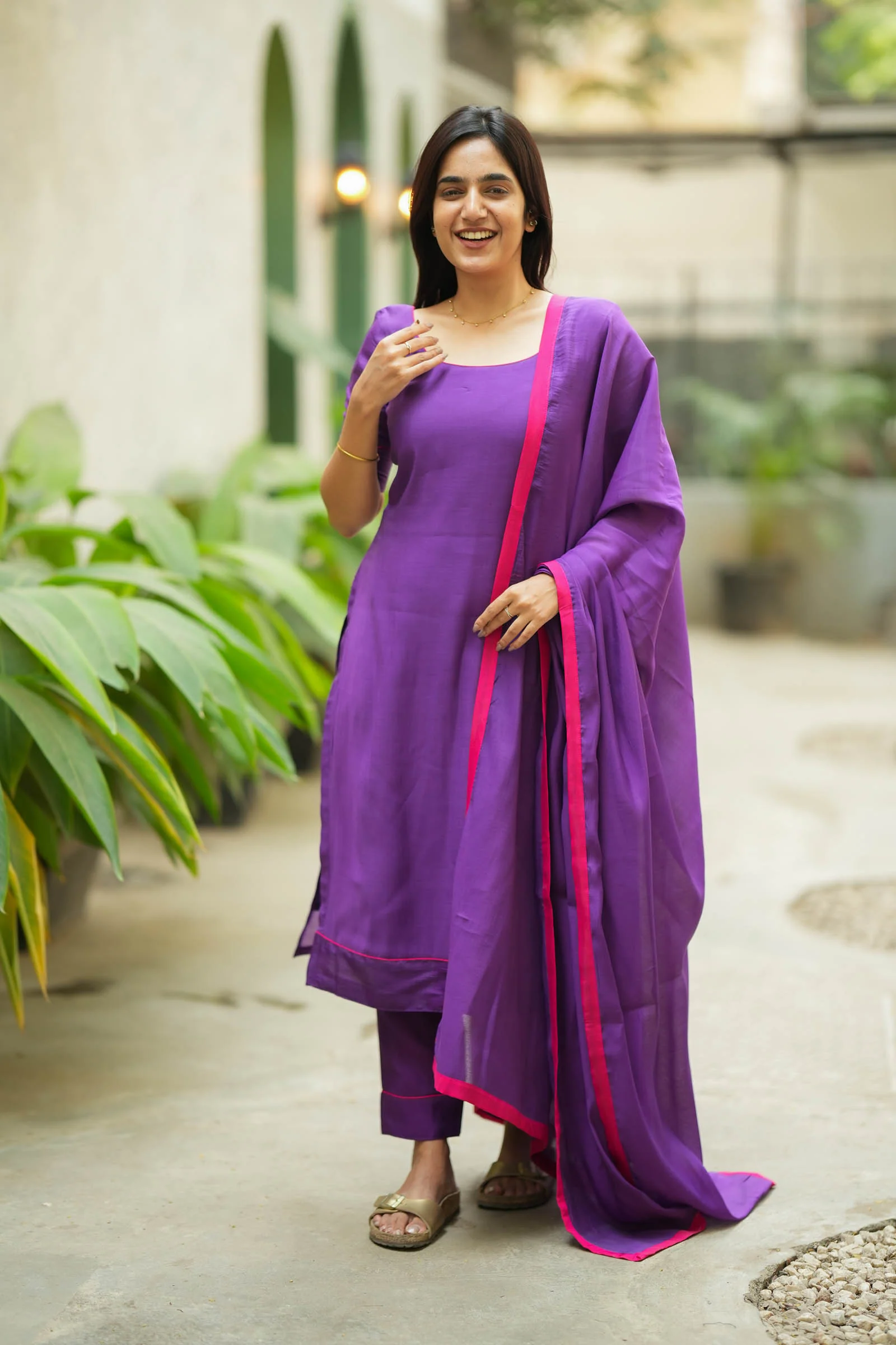Raha Violet Kurti Set with Dupatta (Set of 3) - Image 3