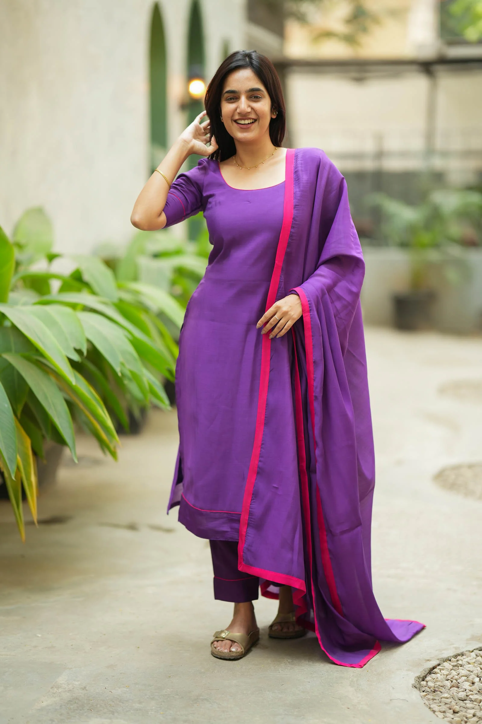 Raha Violet Kurti Set with Dupatta (Set of 3) - Image 6