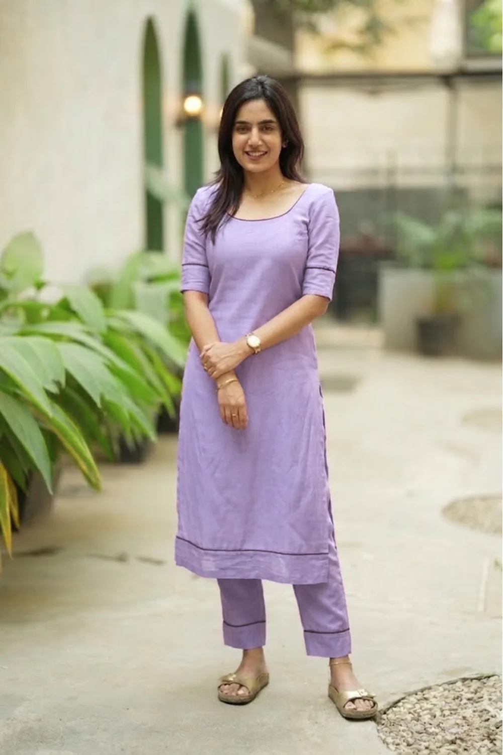 Raha Lilac Kurti Set (Set of 2) - Image 2