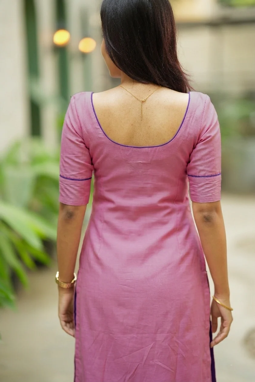 Raha Pink Kurti Set (Set of 2) - Image 4