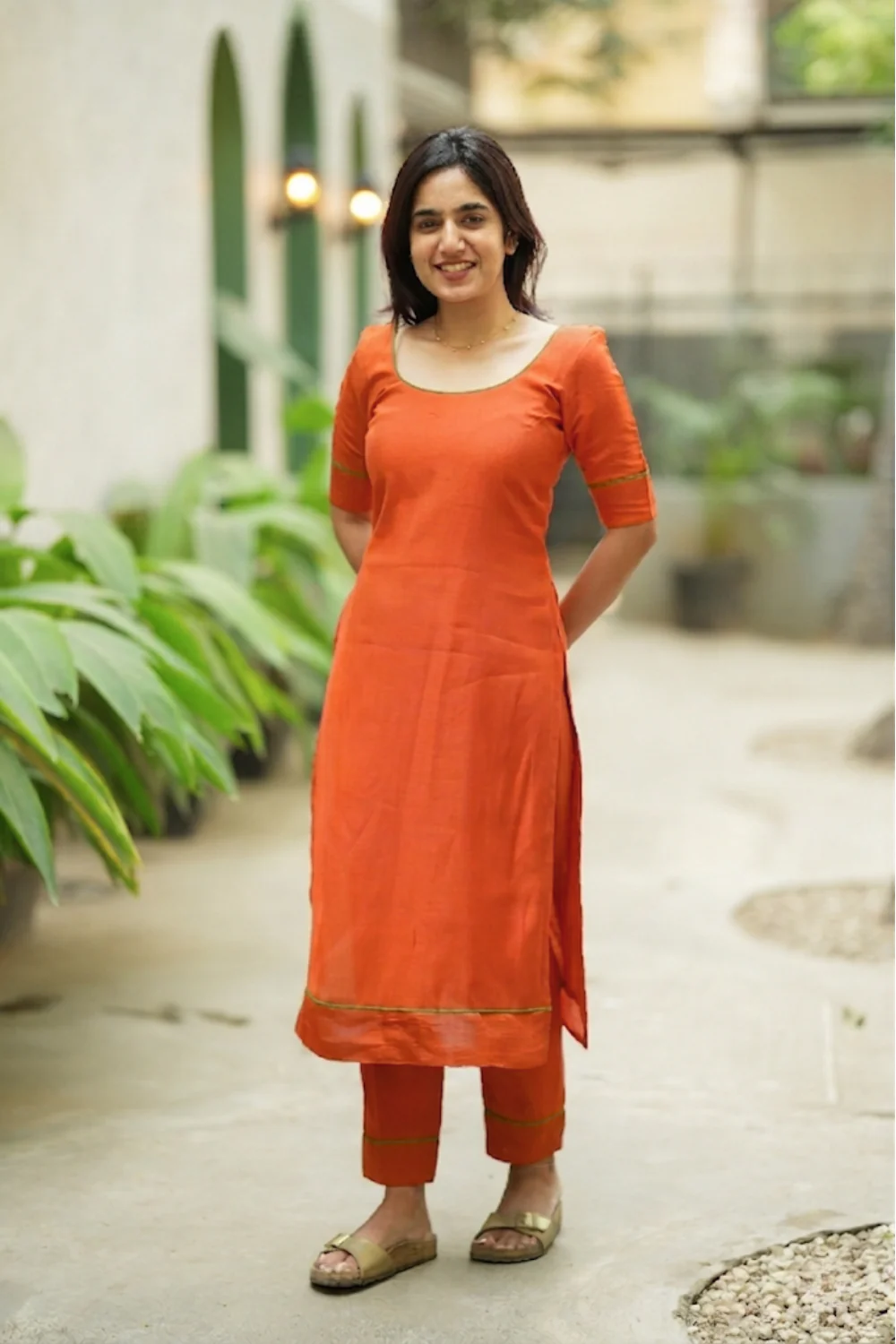 Raha Rust Orange Kurti Set (Set of 2) - Image 2